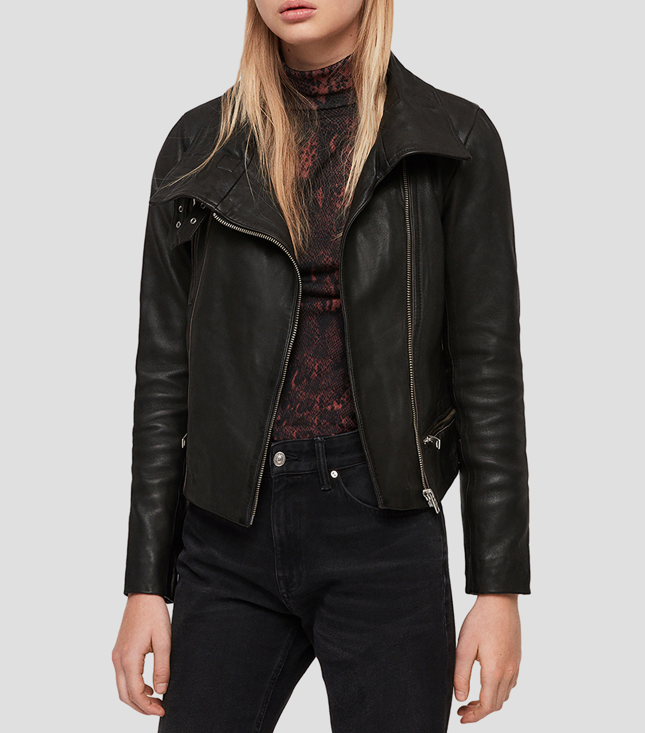 Chamarra Biker de piel Mujer
