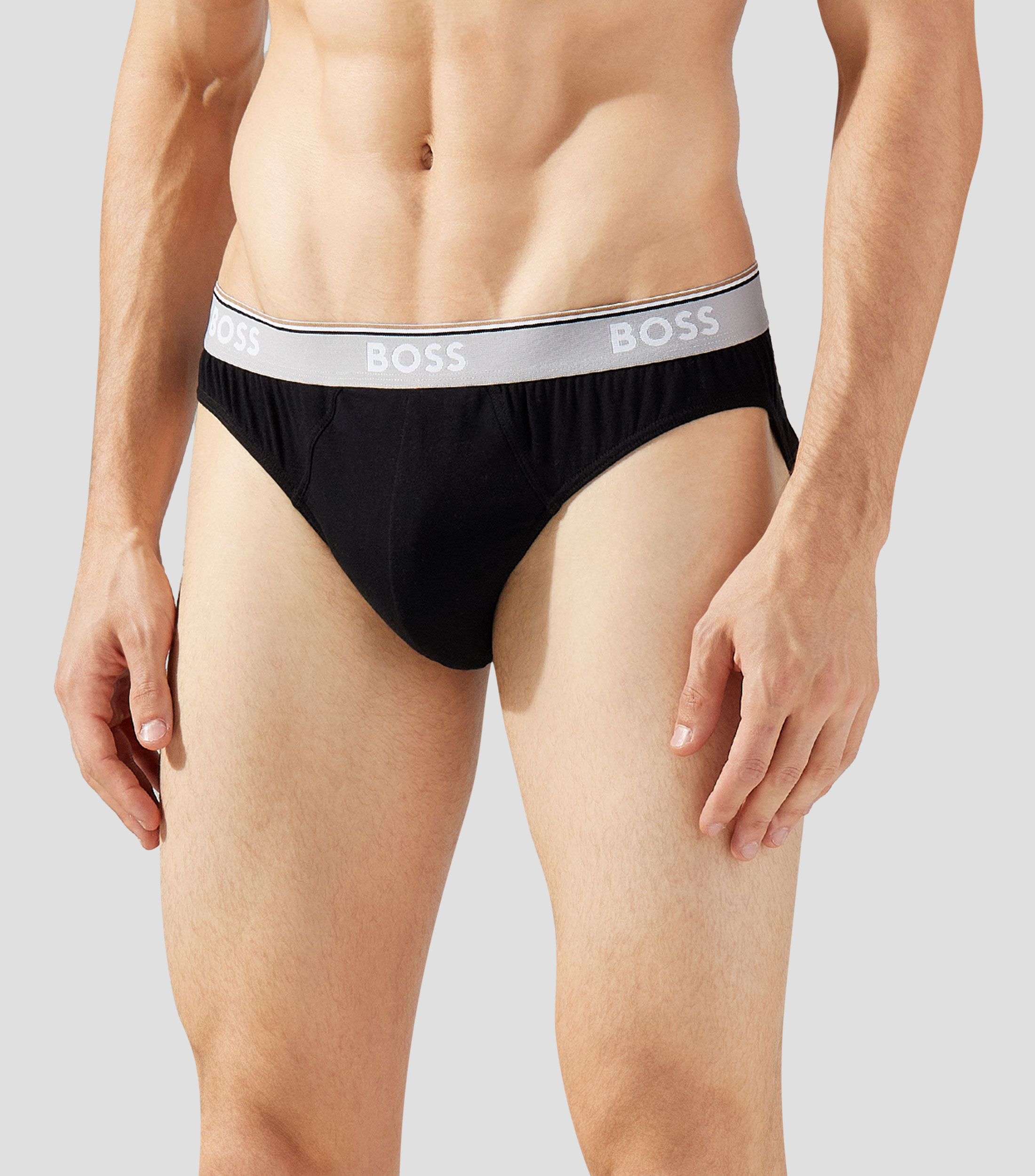 Set 3 Trusas slip de algodón elástico con logos en la cintura Hombre