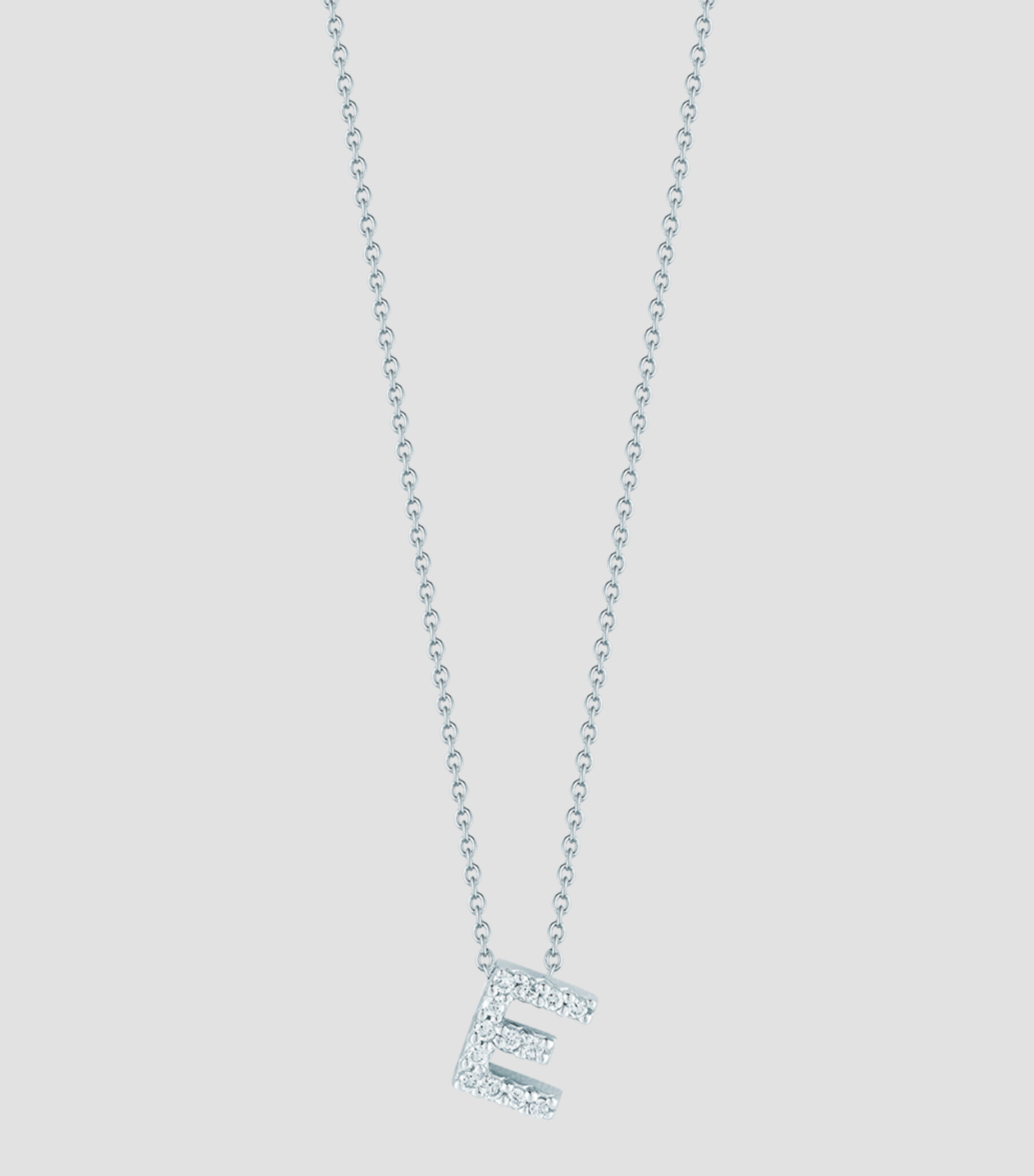 Collar "E" en oro blanco de 18 Kilates Love Letter Mujer
