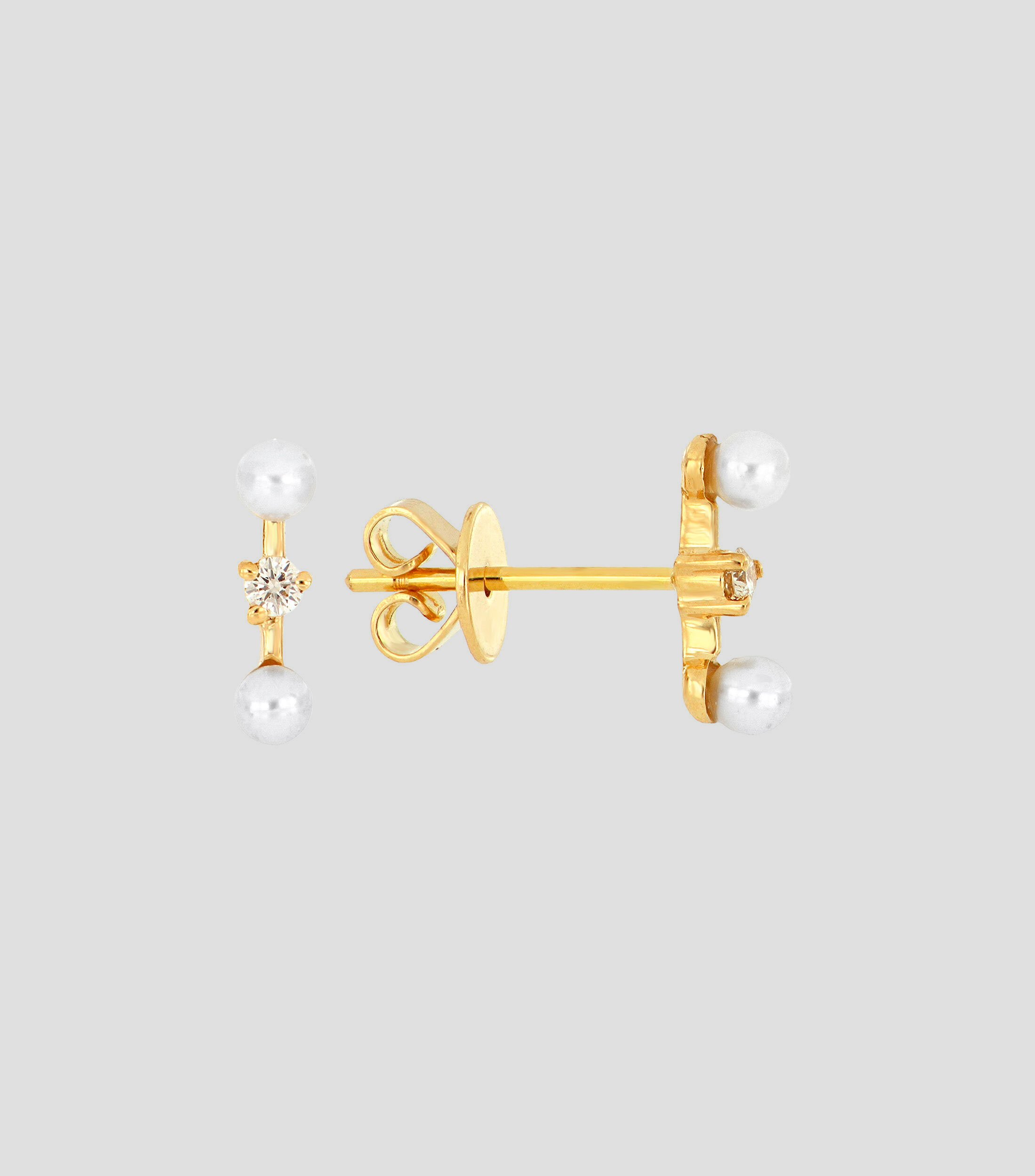 Aretes en oro amarillo de 18 Kts con perlas Mujer