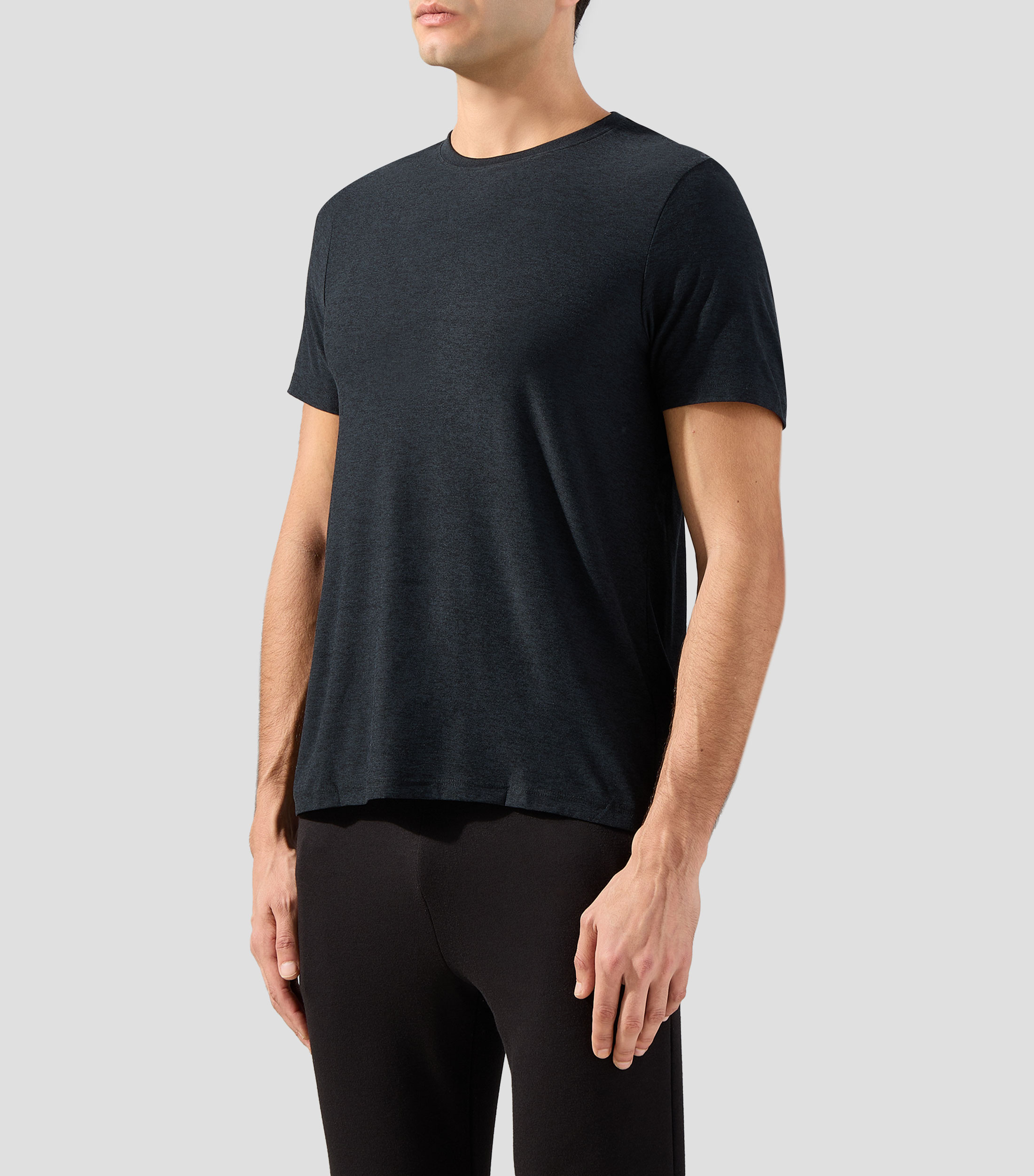 Playera para entrenamiento cuello redondo manga corta jaspeada Hombre