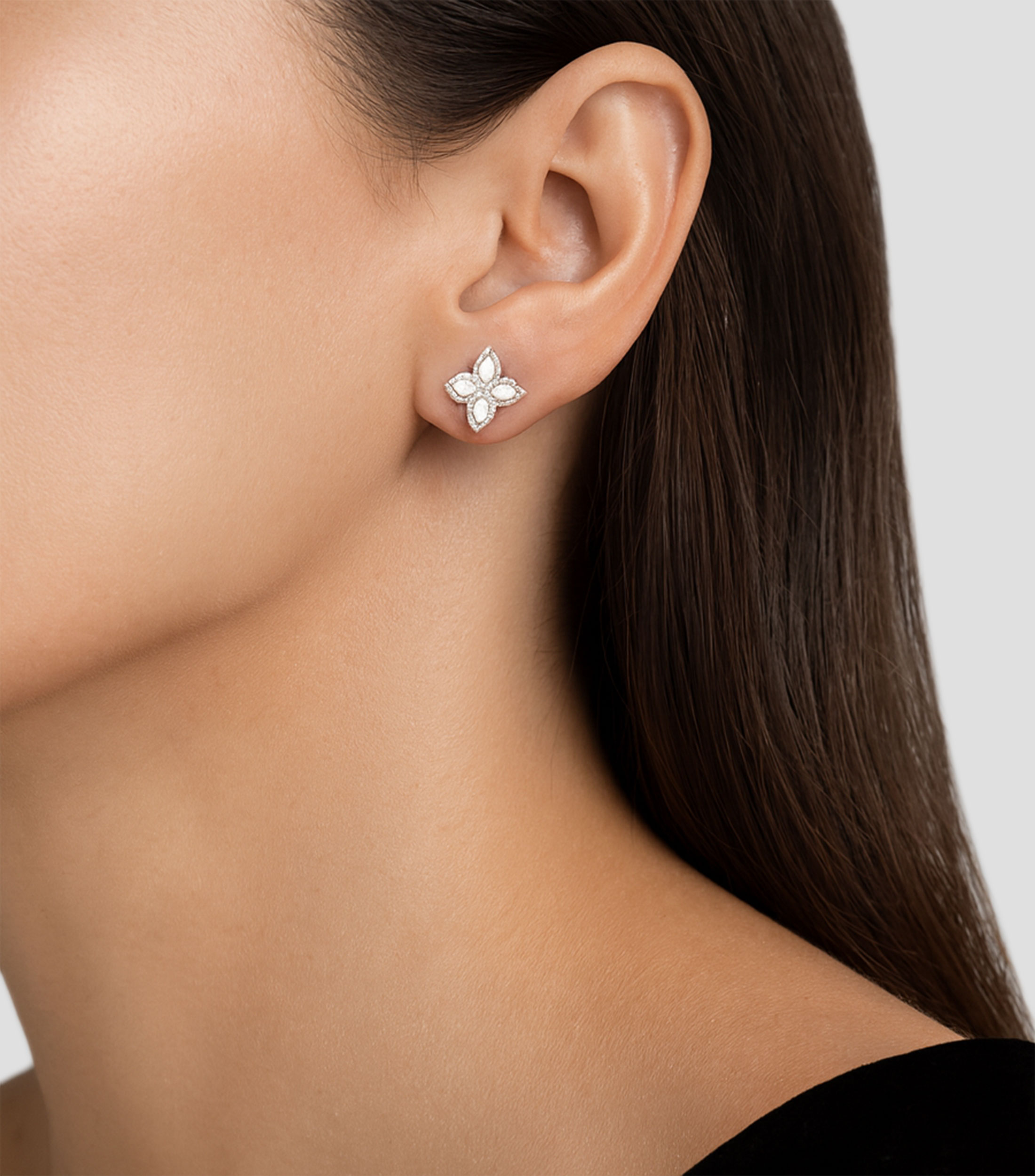 Aretes en oro blanco Princess Flower Mujer