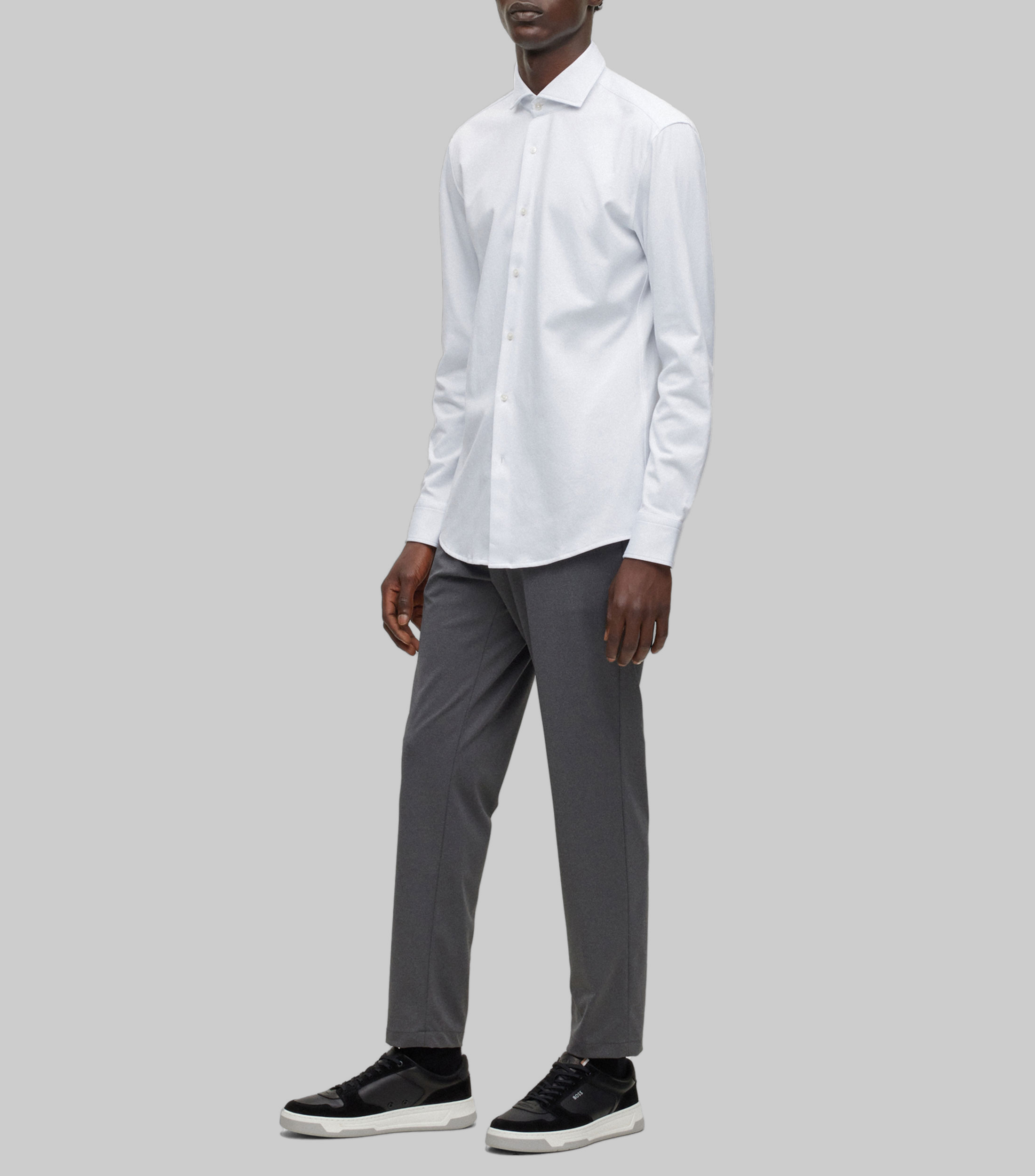 Camisa slim fit en punto de elástico técnico estructurado Hombre