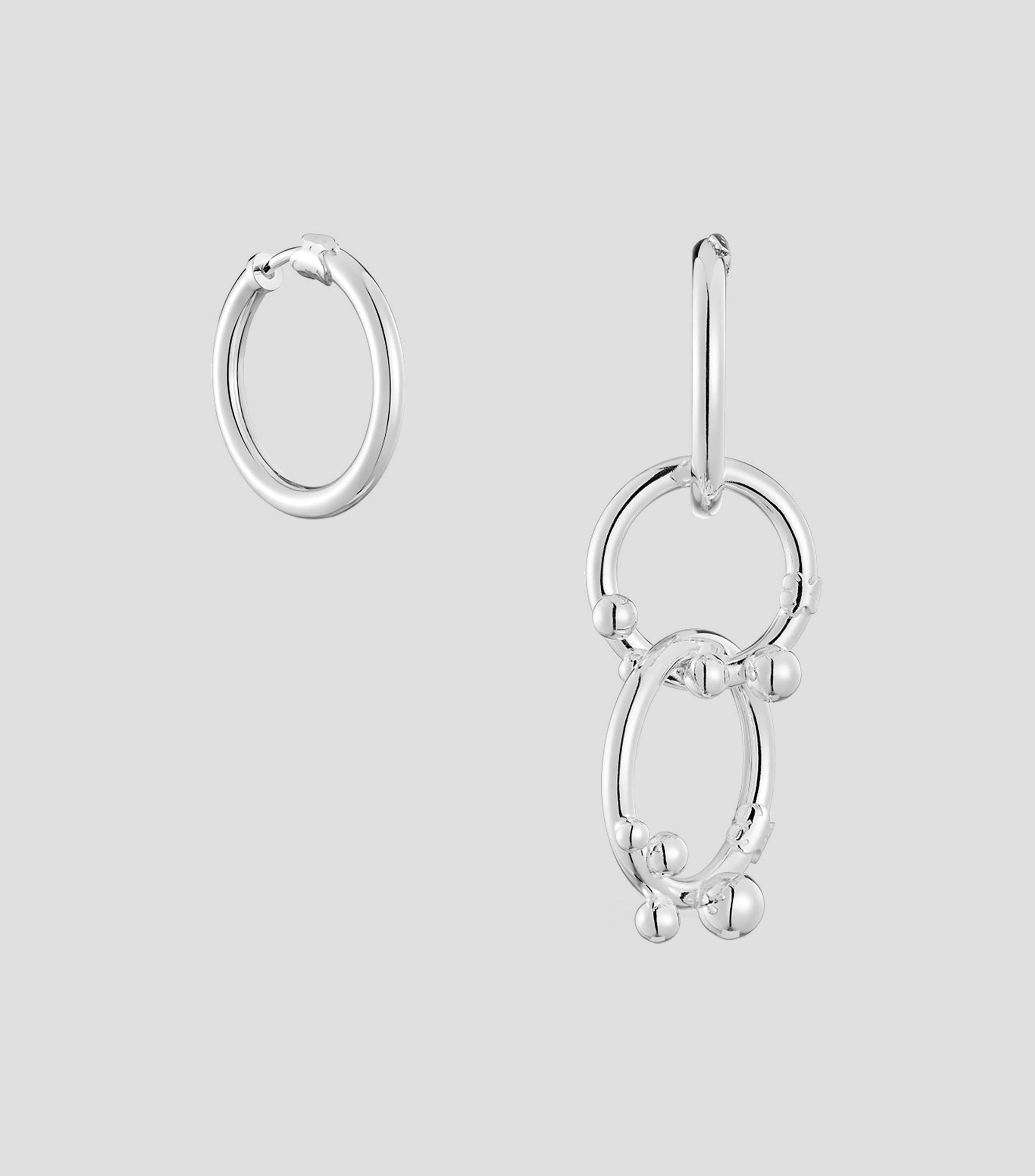 Aretes de anilla en plata de primera ley Hold Mujer