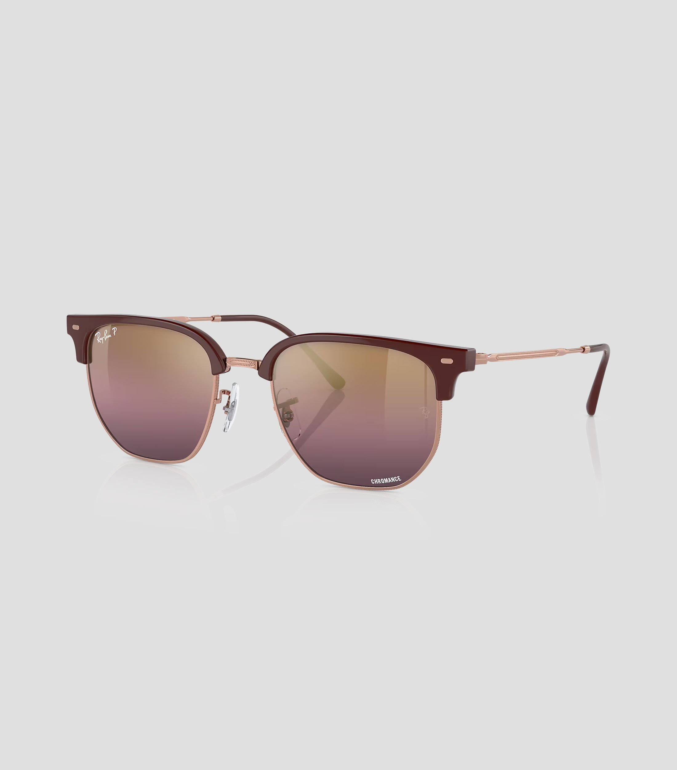 Lentes de sol cuadrados New Clubmaster oro rosa Mujer