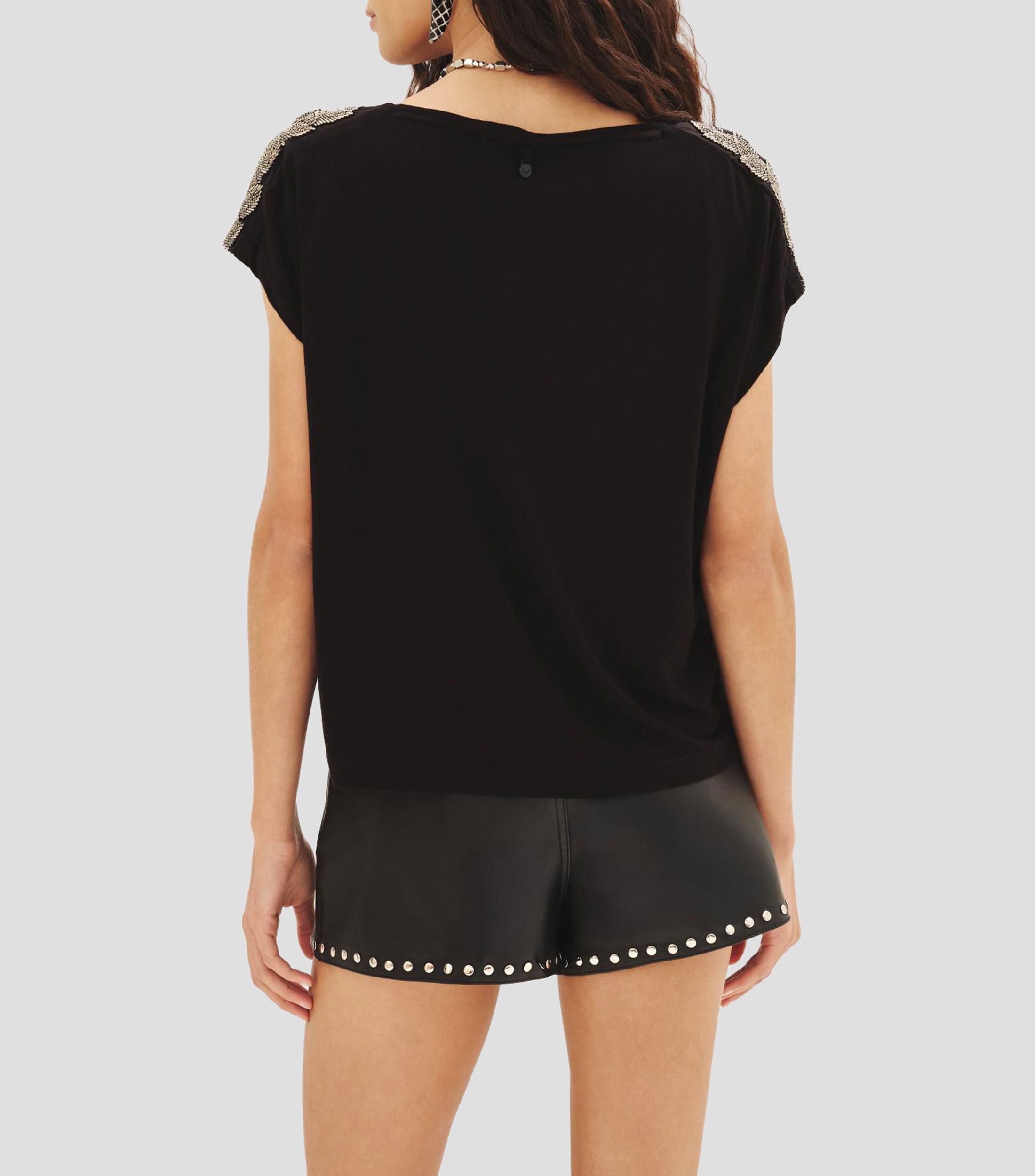Playera cuello V manga corta lisa Mujer