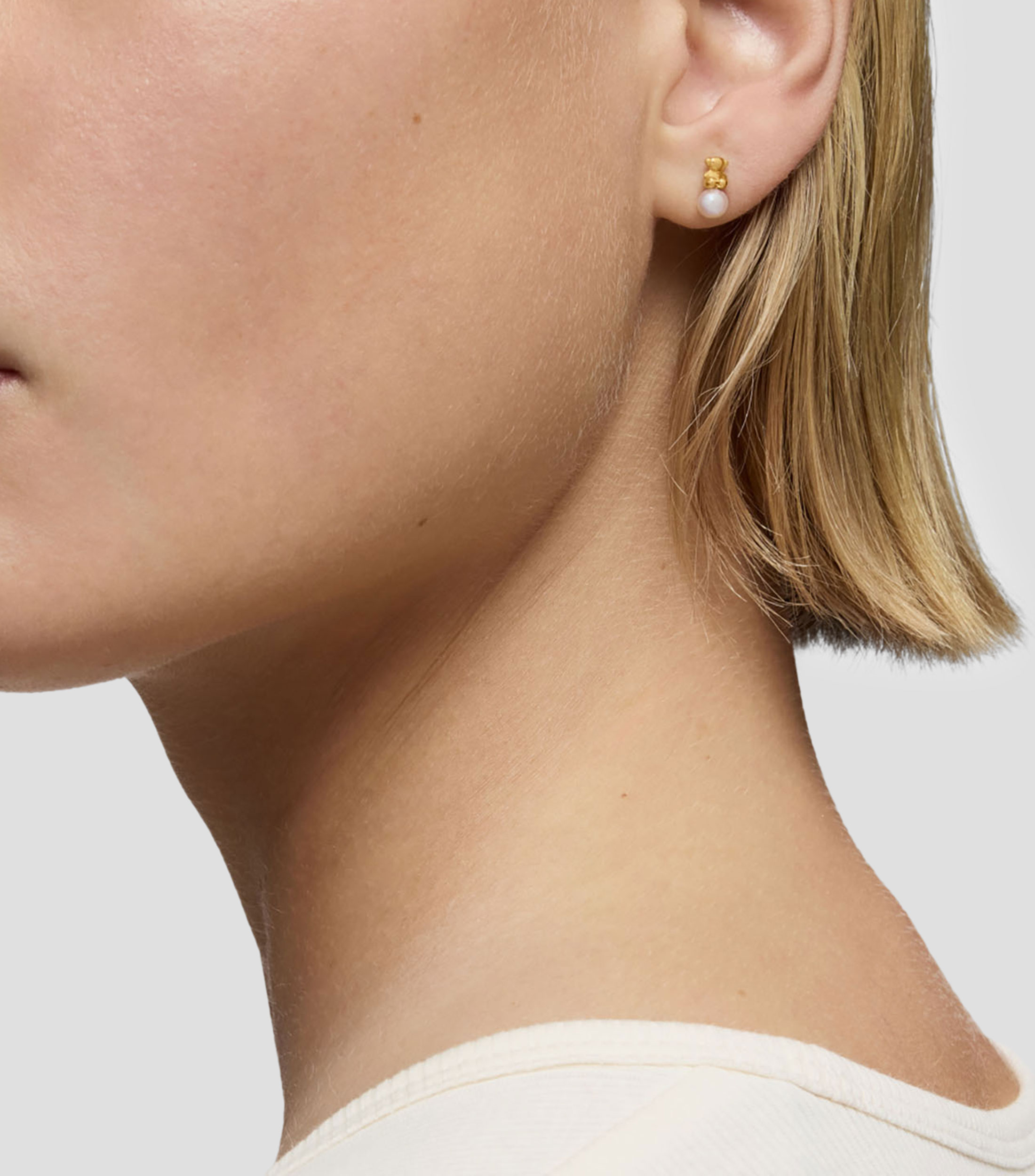 Aretes en Oro amarillo de 18 kilates con perlas Bold Bear Mujer