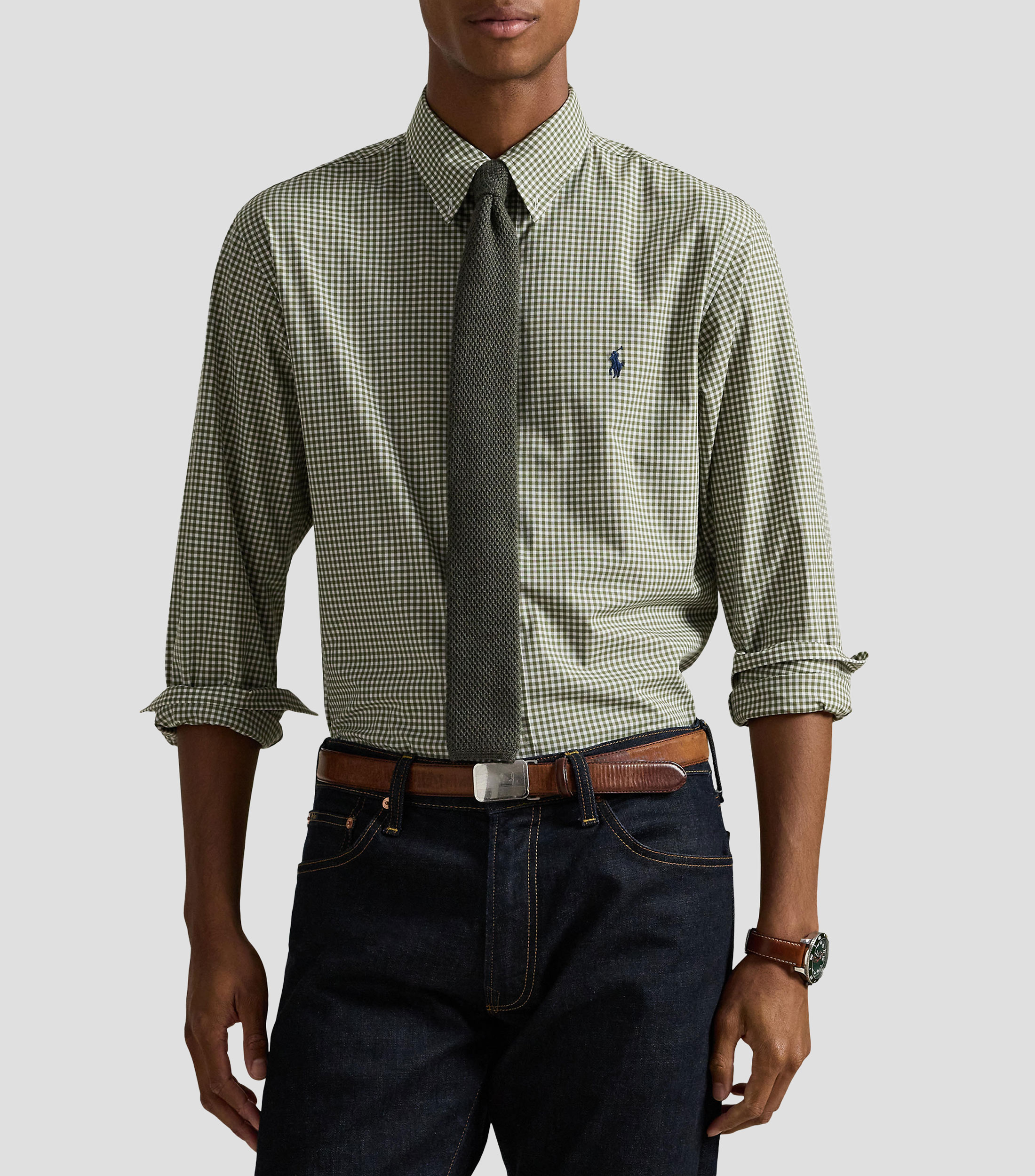 Camisa con cuadros manga larga Hombre