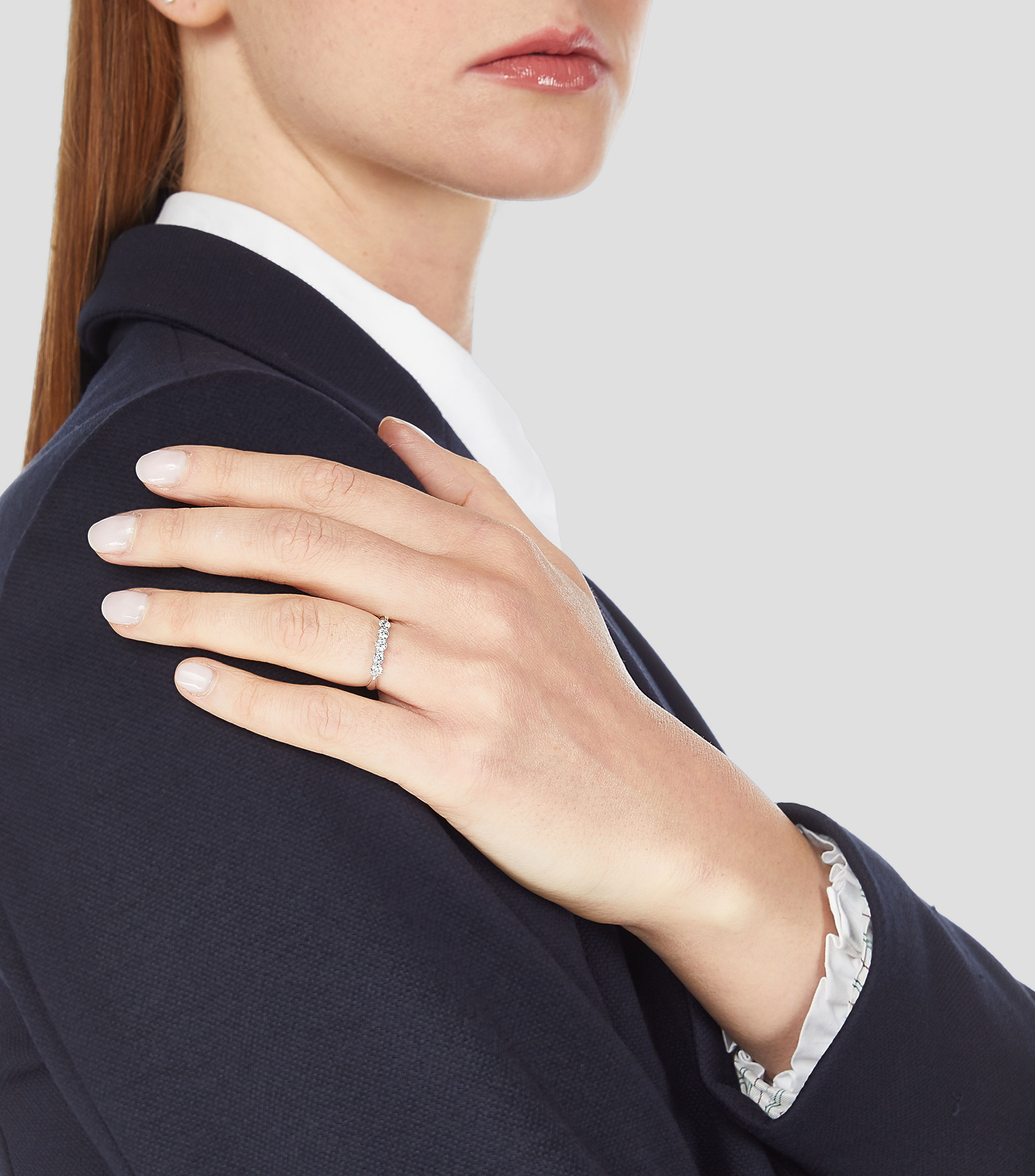 Anillo churumbela en oro blanco de 14 kilates con diamantes Mujer