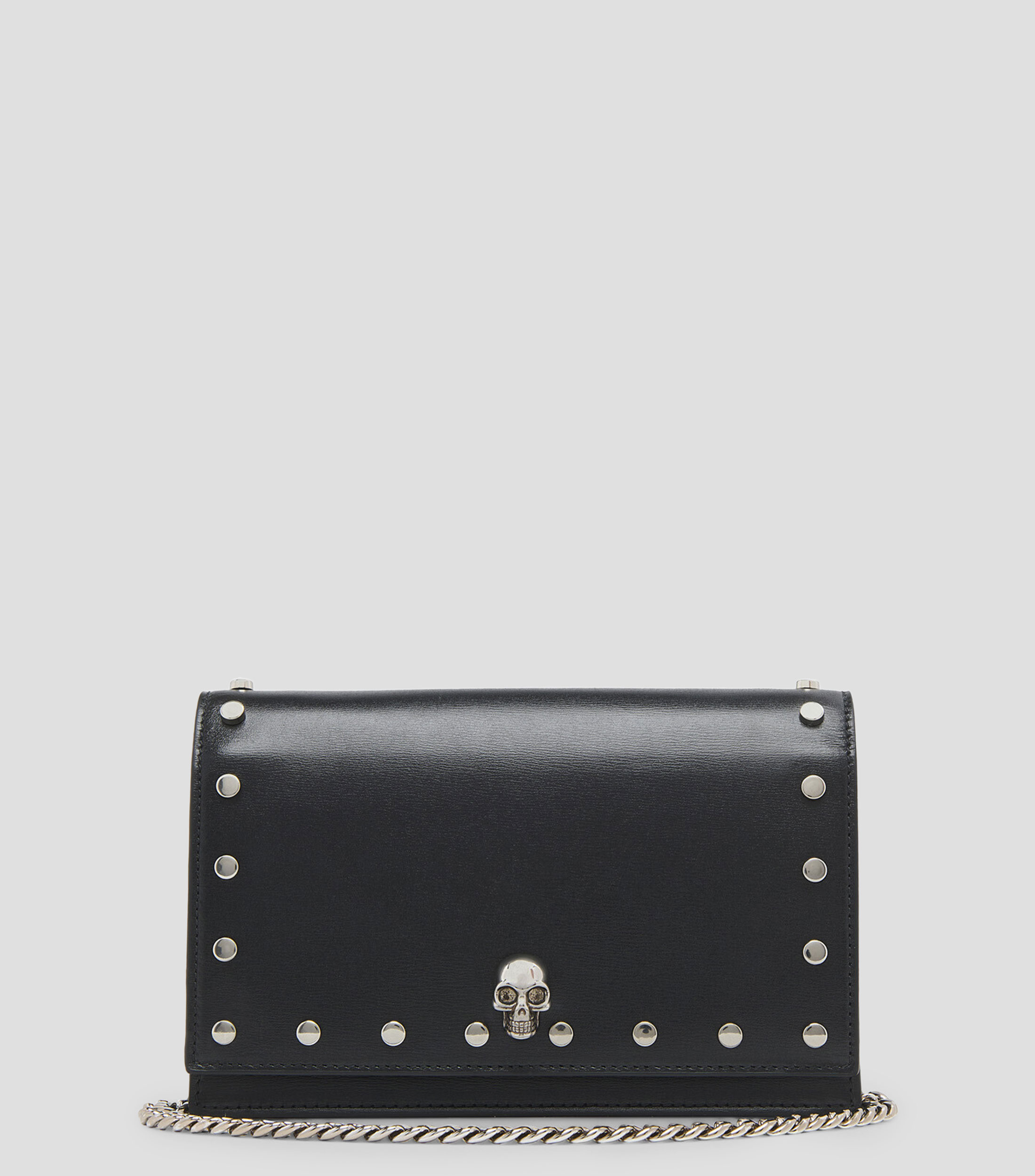 Bolsa Crossbody en piel vacuna Small Skull con remaches Mujer