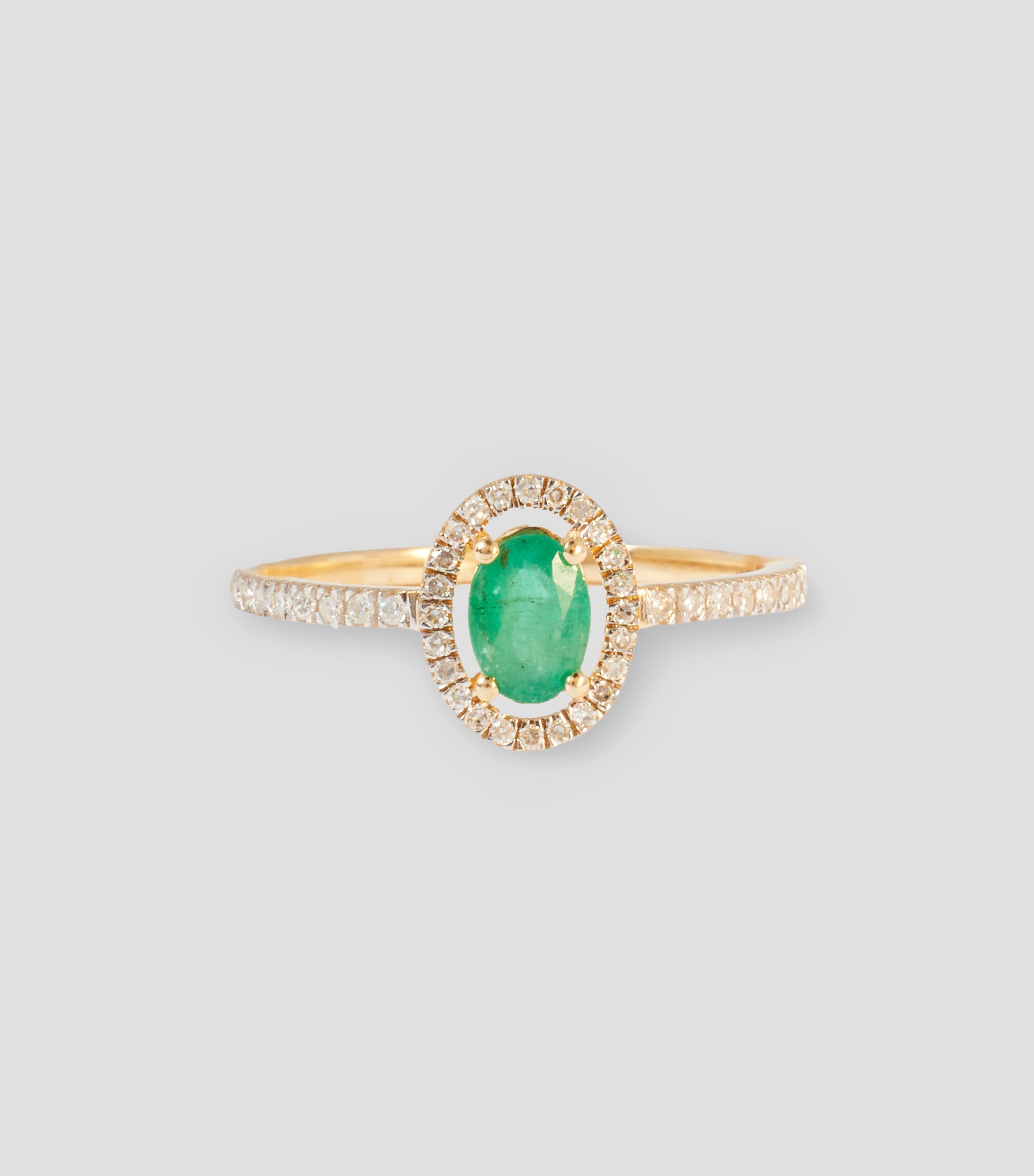 Anillo en Oro de 14 Kilates con esmeralda Mujer