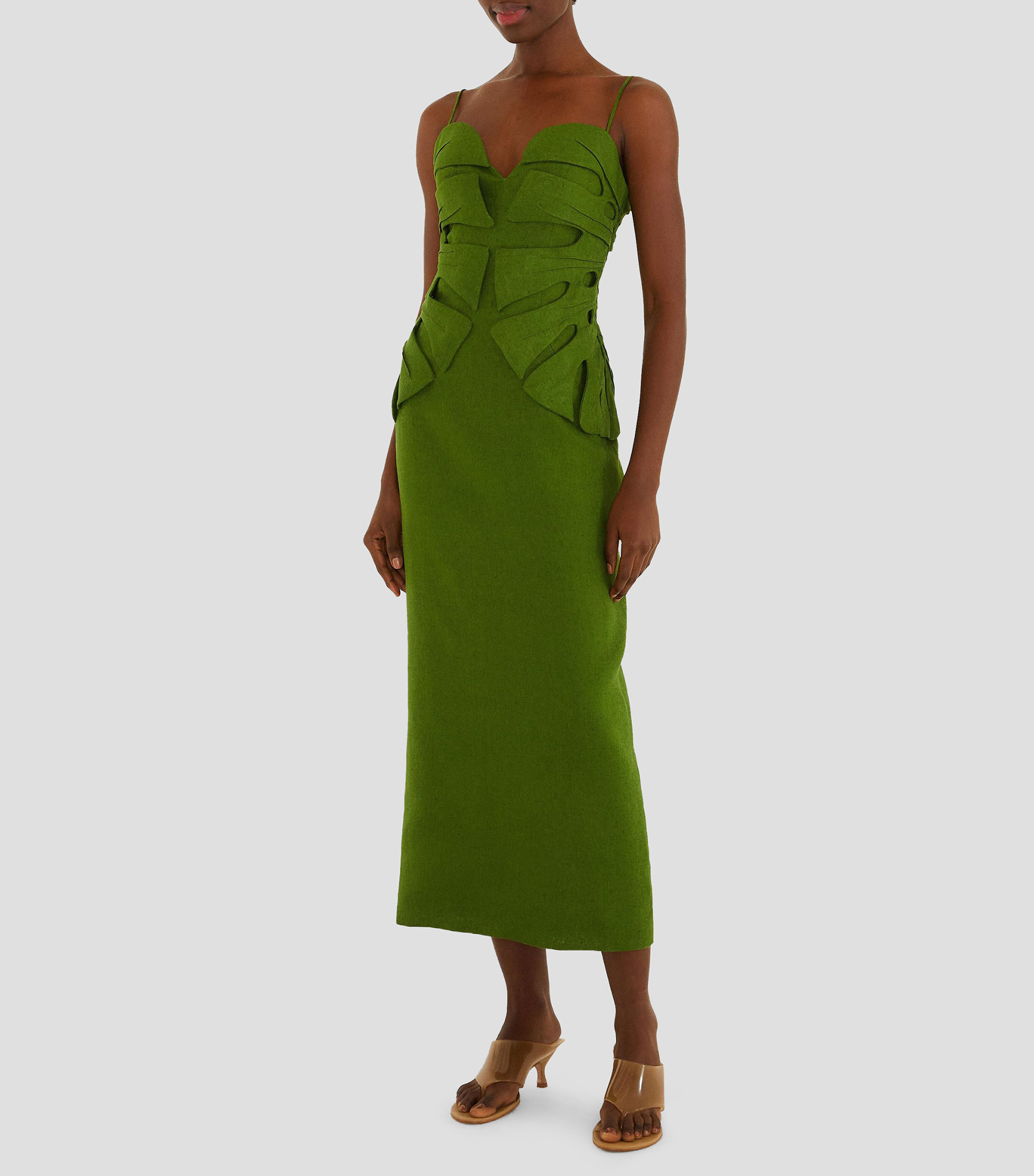 Vestido midi liso Monstera Mujer