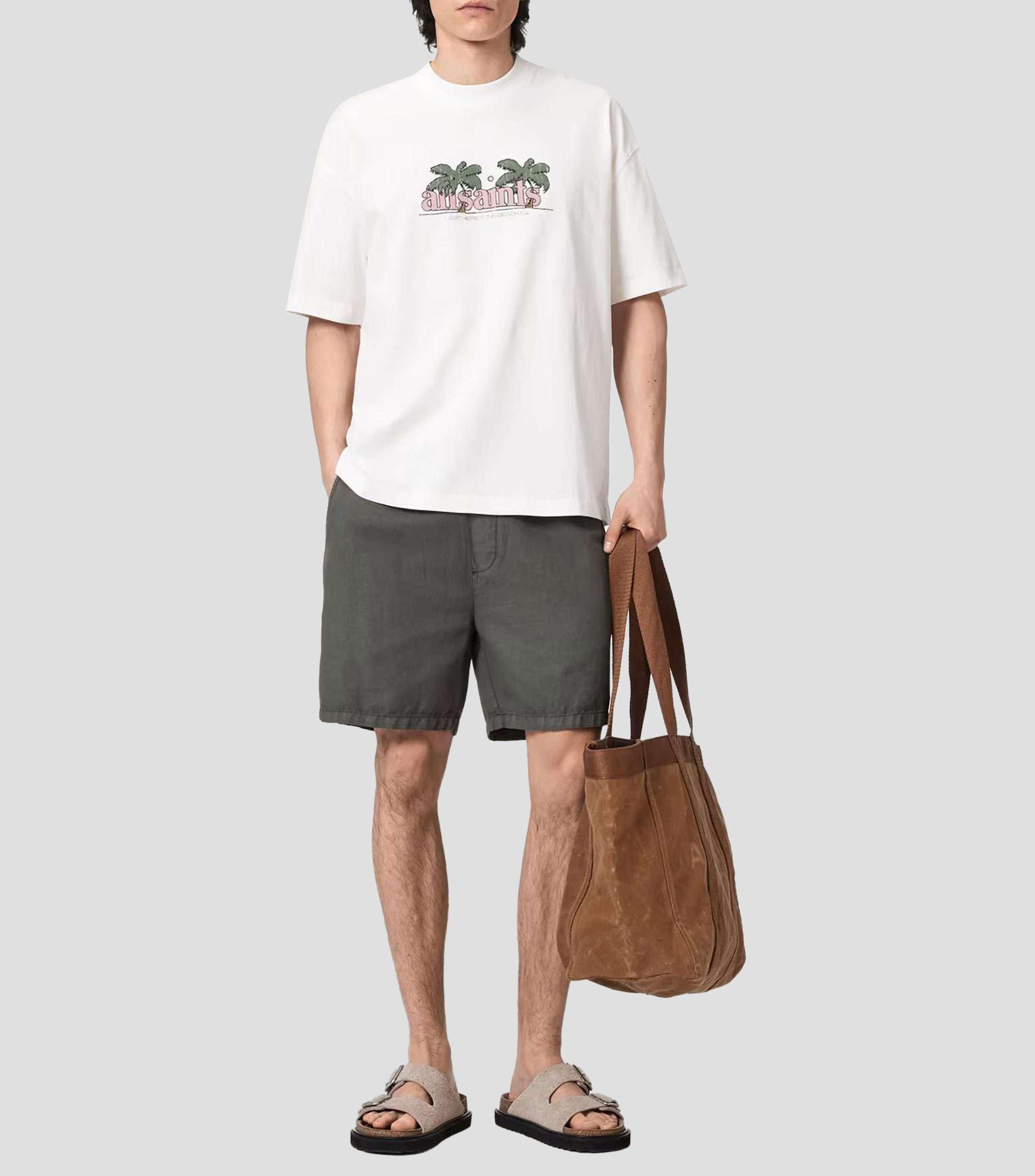 Playera cuello redondo manga corta con estampado Hombre
