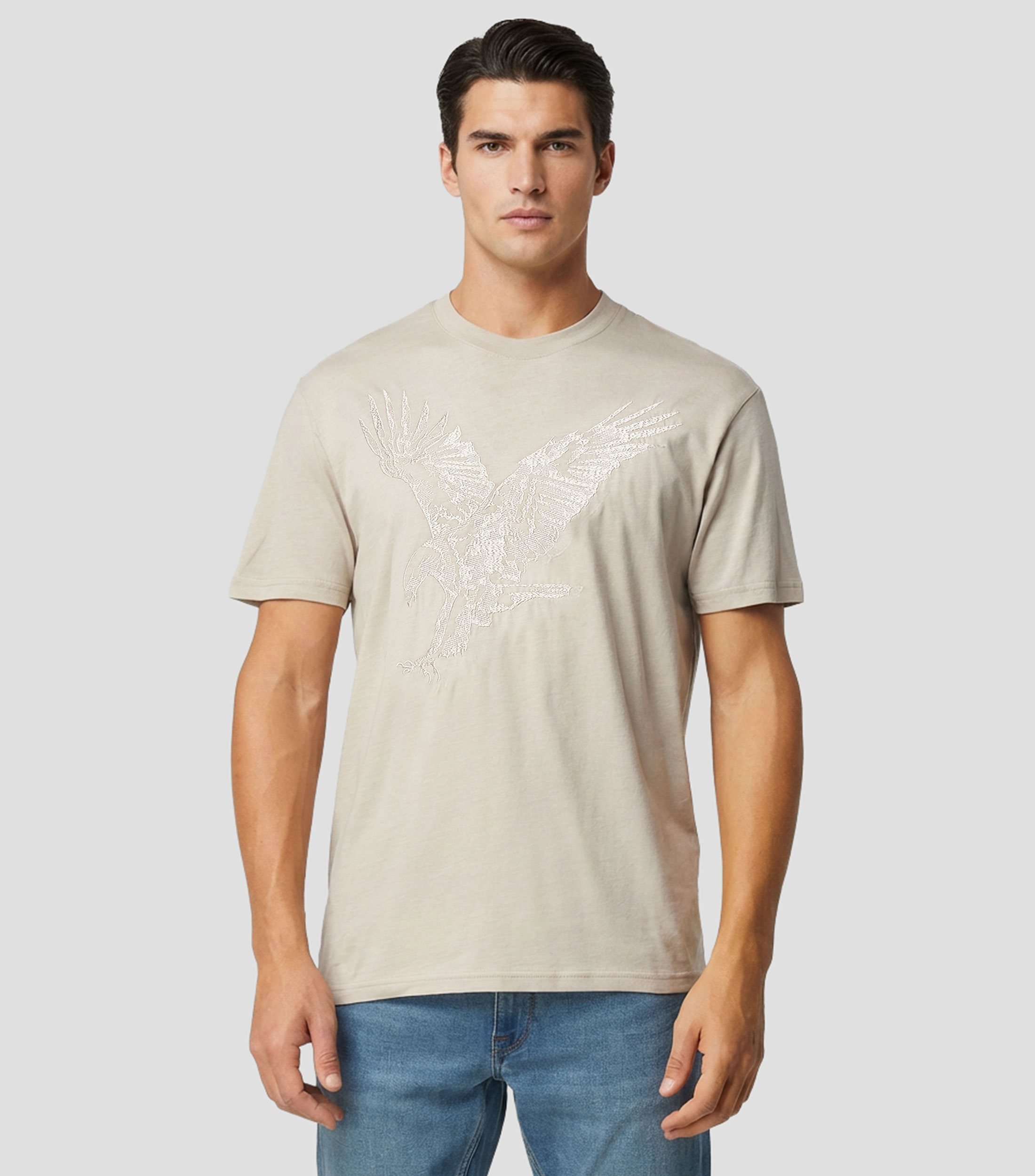 Playera cuello redondo manga corta estampada Hombre