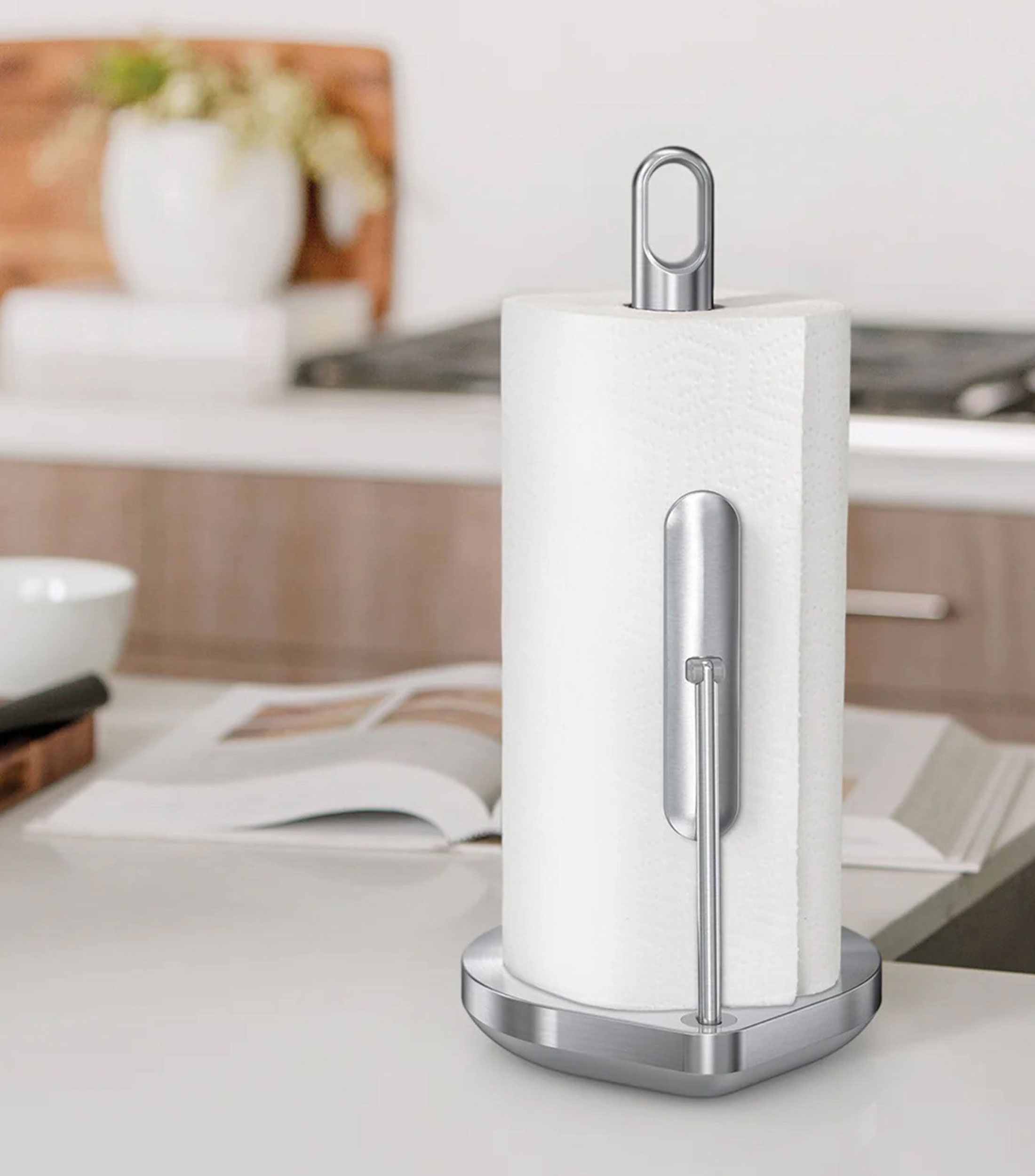 Portarrollos de papel de cocina con brazo tensor