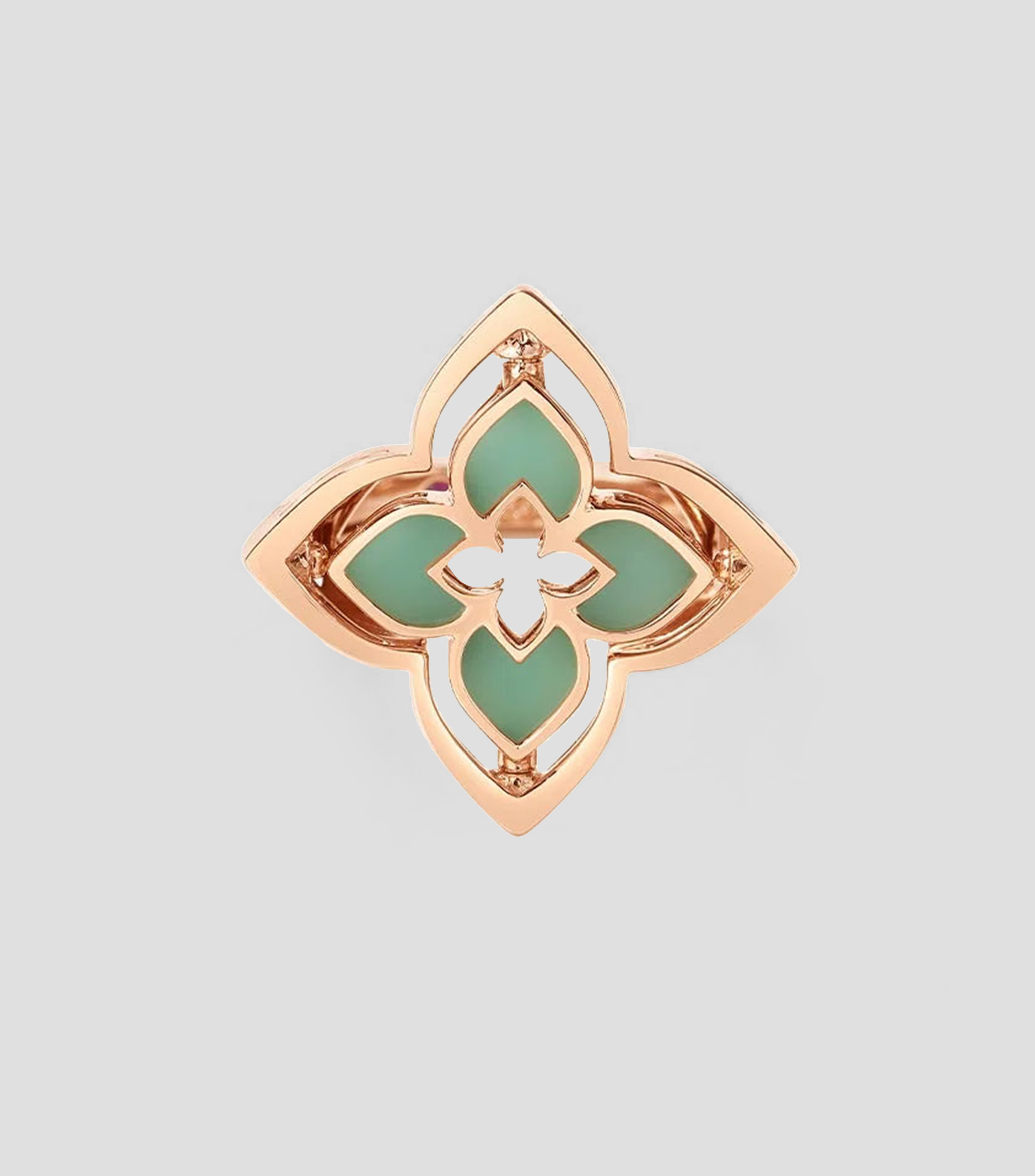 Anillo en oro rosa de 18 kilates con diamantes y crisoprasa Princesa Veneciana Mujer