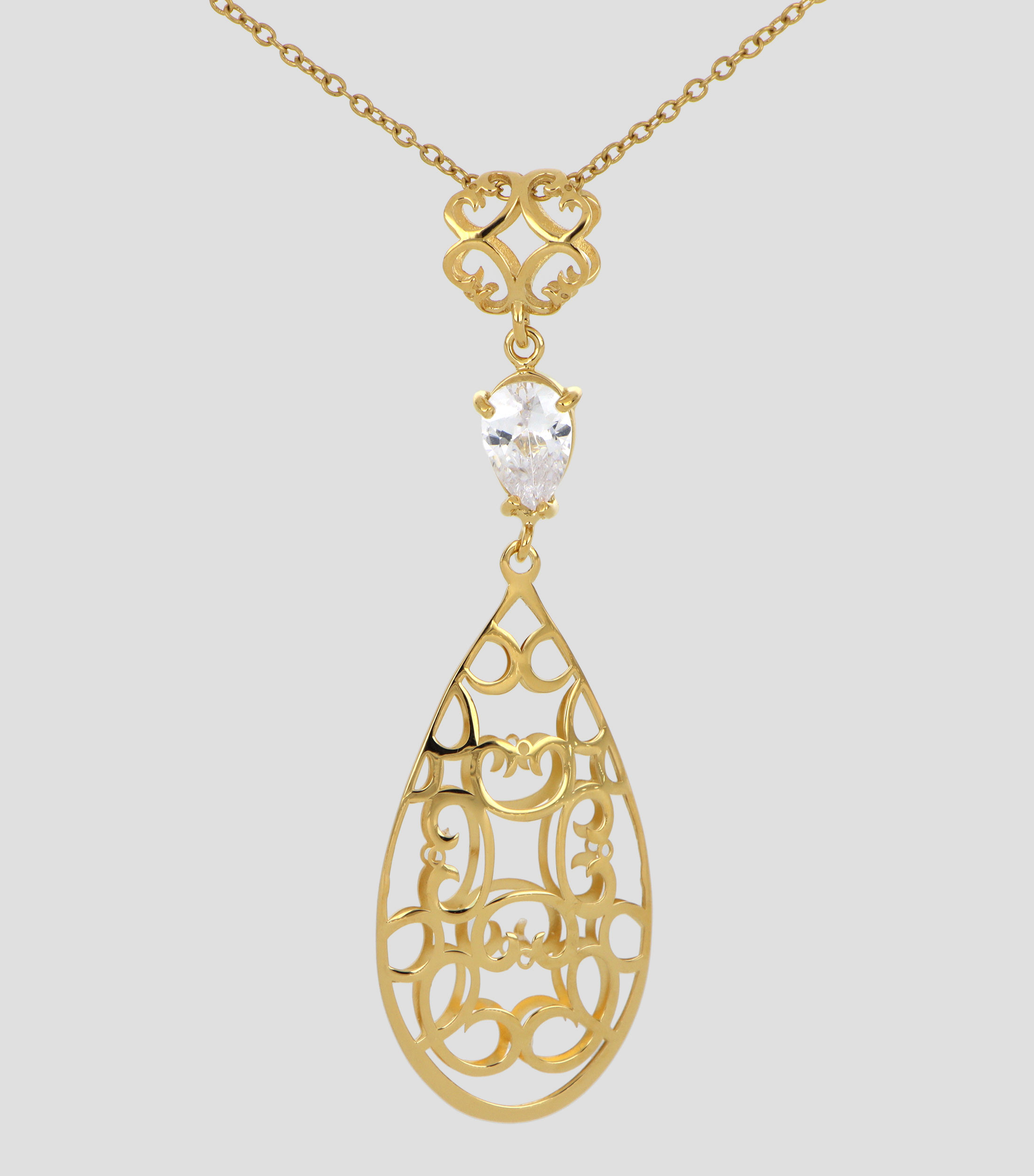 Dije en plata gota con zirconia Mujer