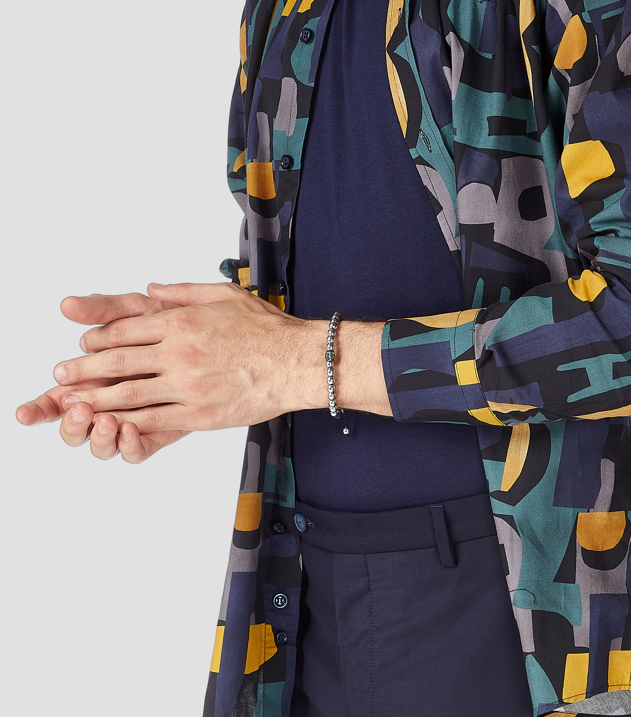 Pulsera con hematita y calavera Hombre