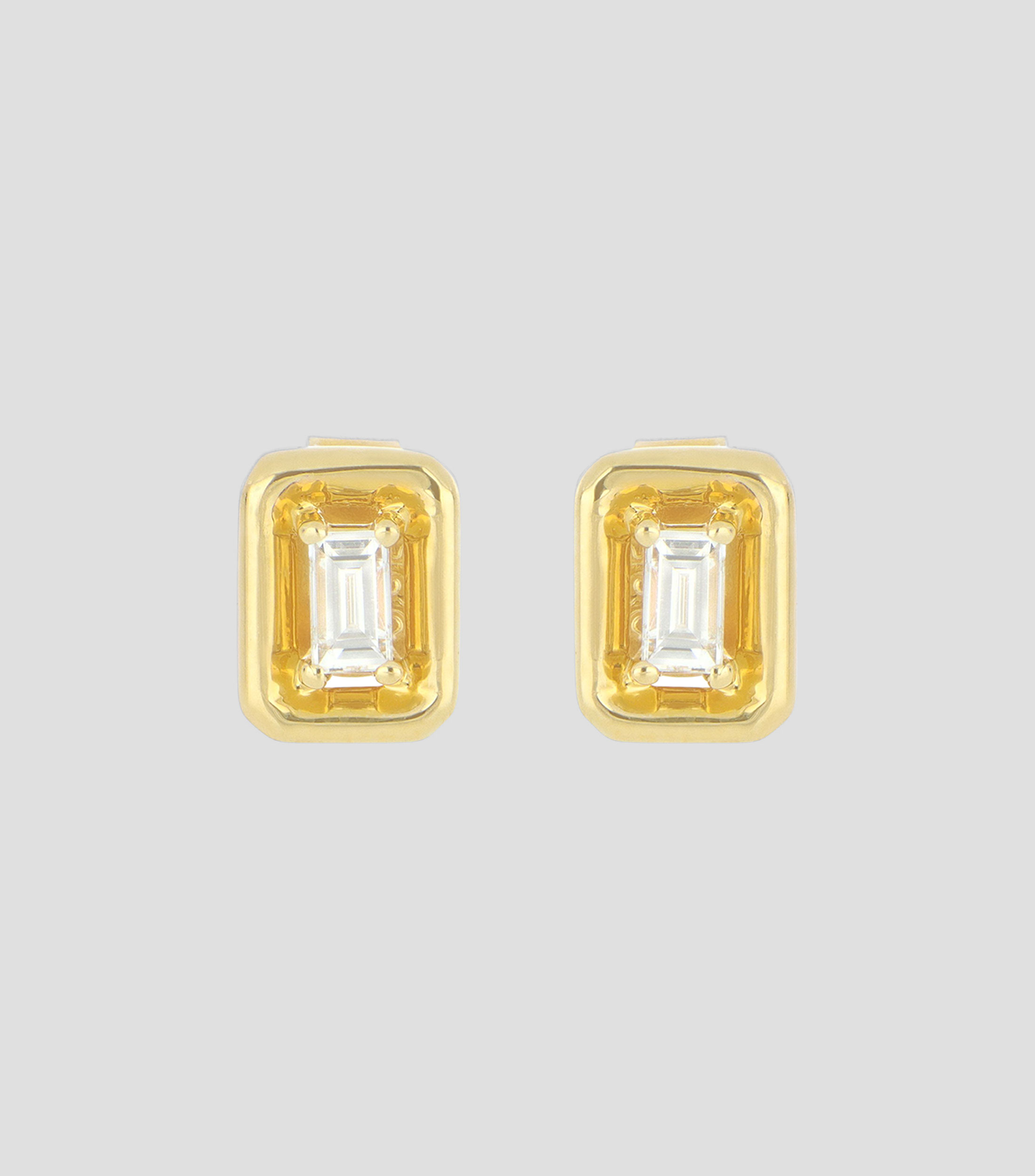 Broqueles en oro amarillo de 14 kilates con diamantes Mujer