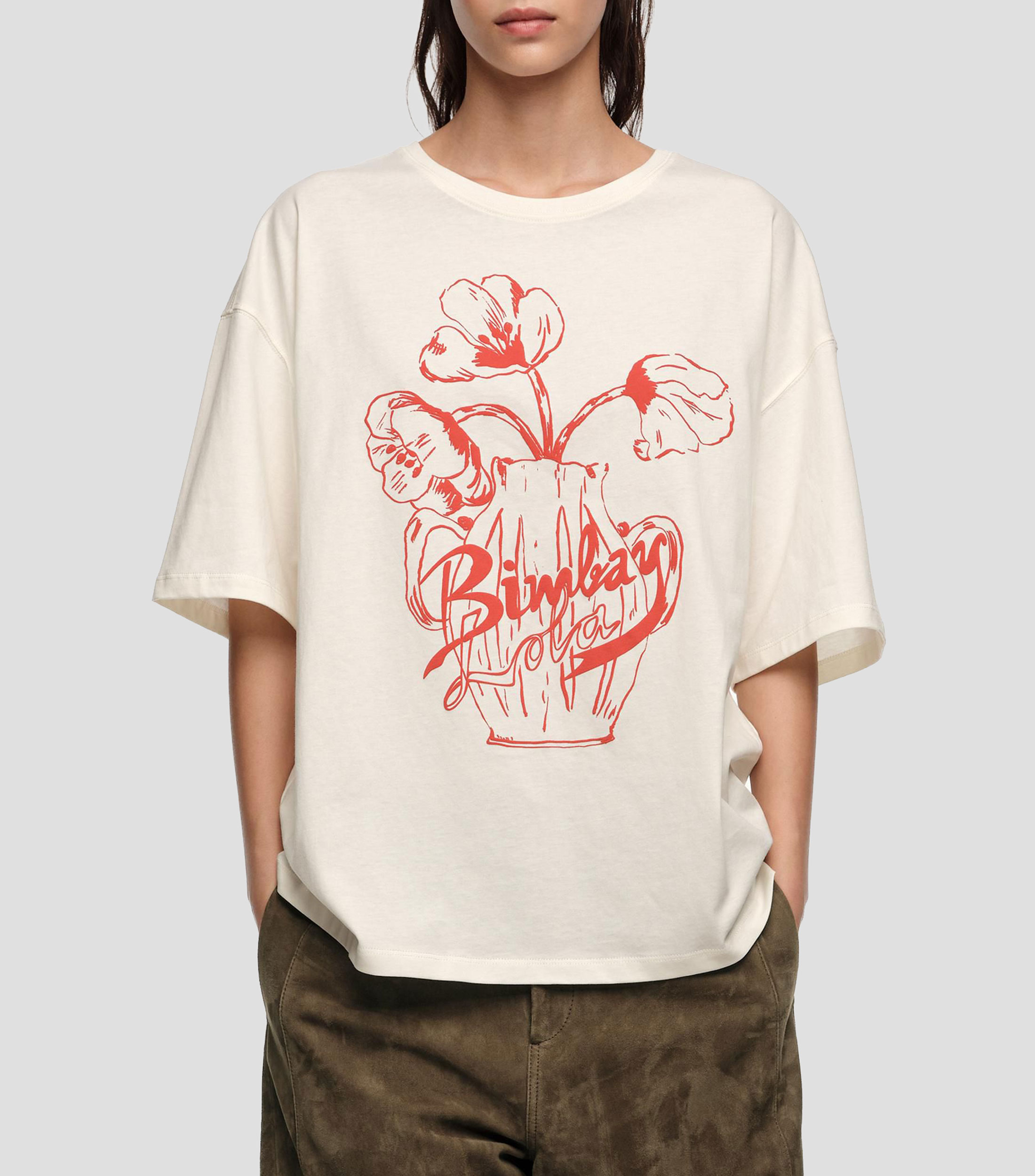 Playera logo relieve flores Mujer