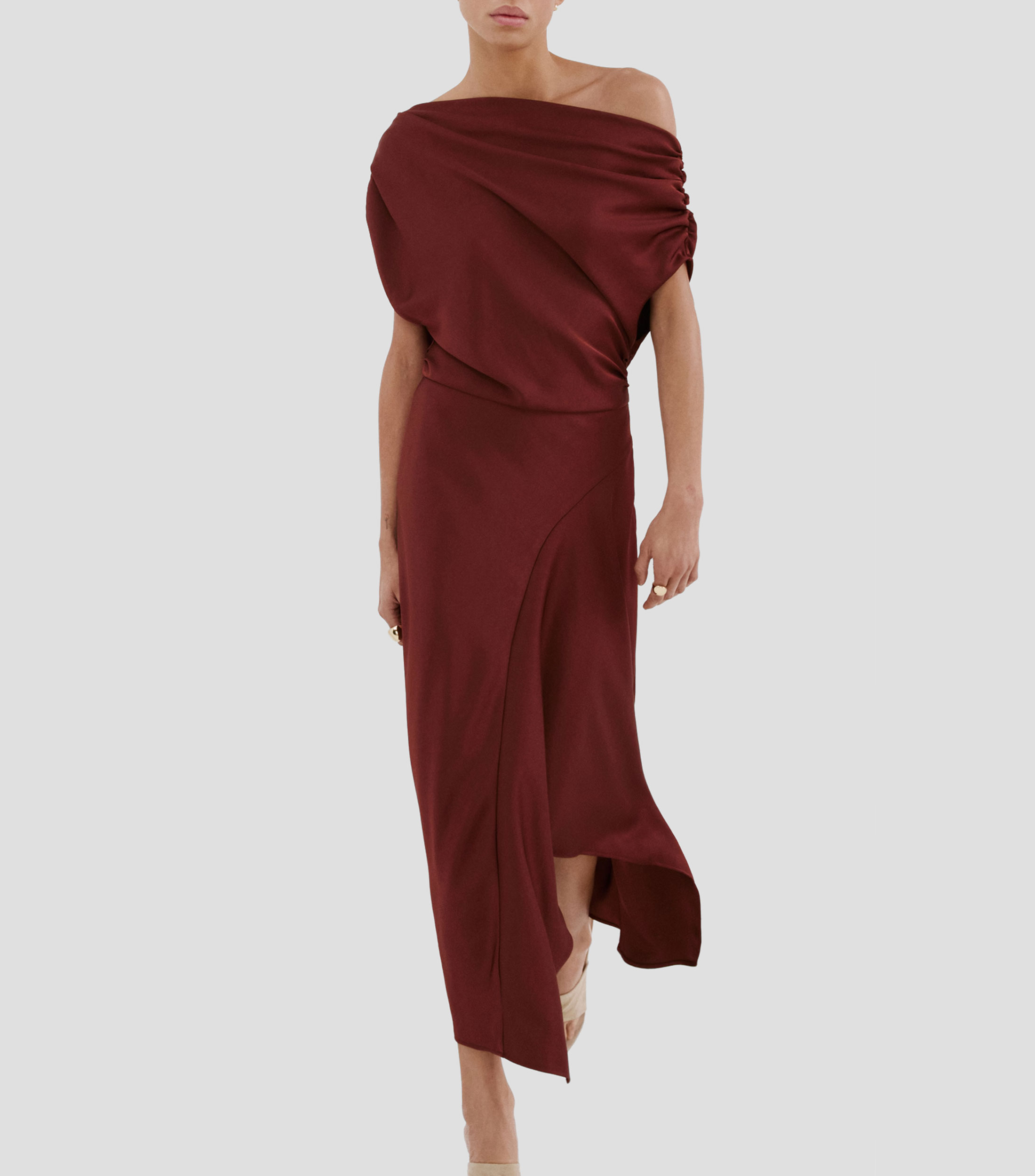 Vestido largo liso Mujer