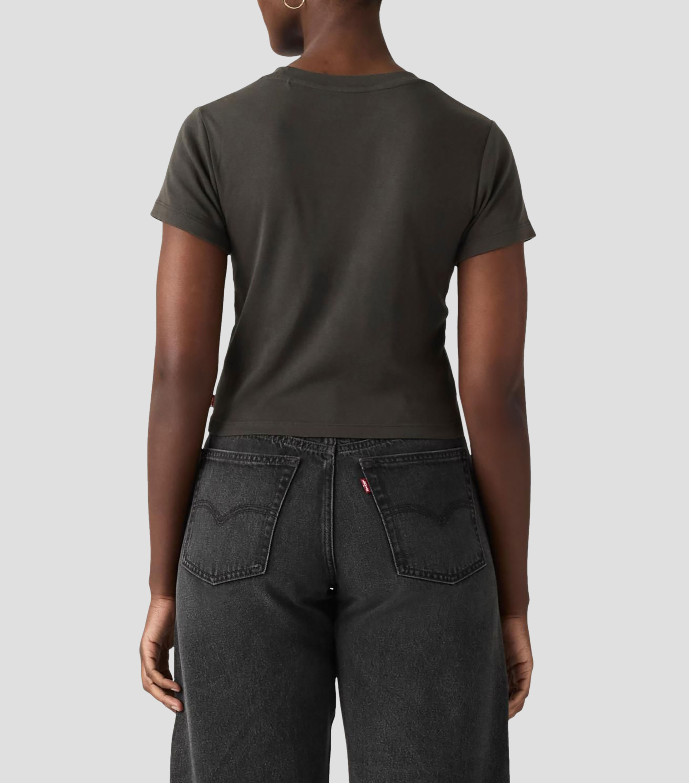 Playera cuello redondo manga corta sólida Mujer