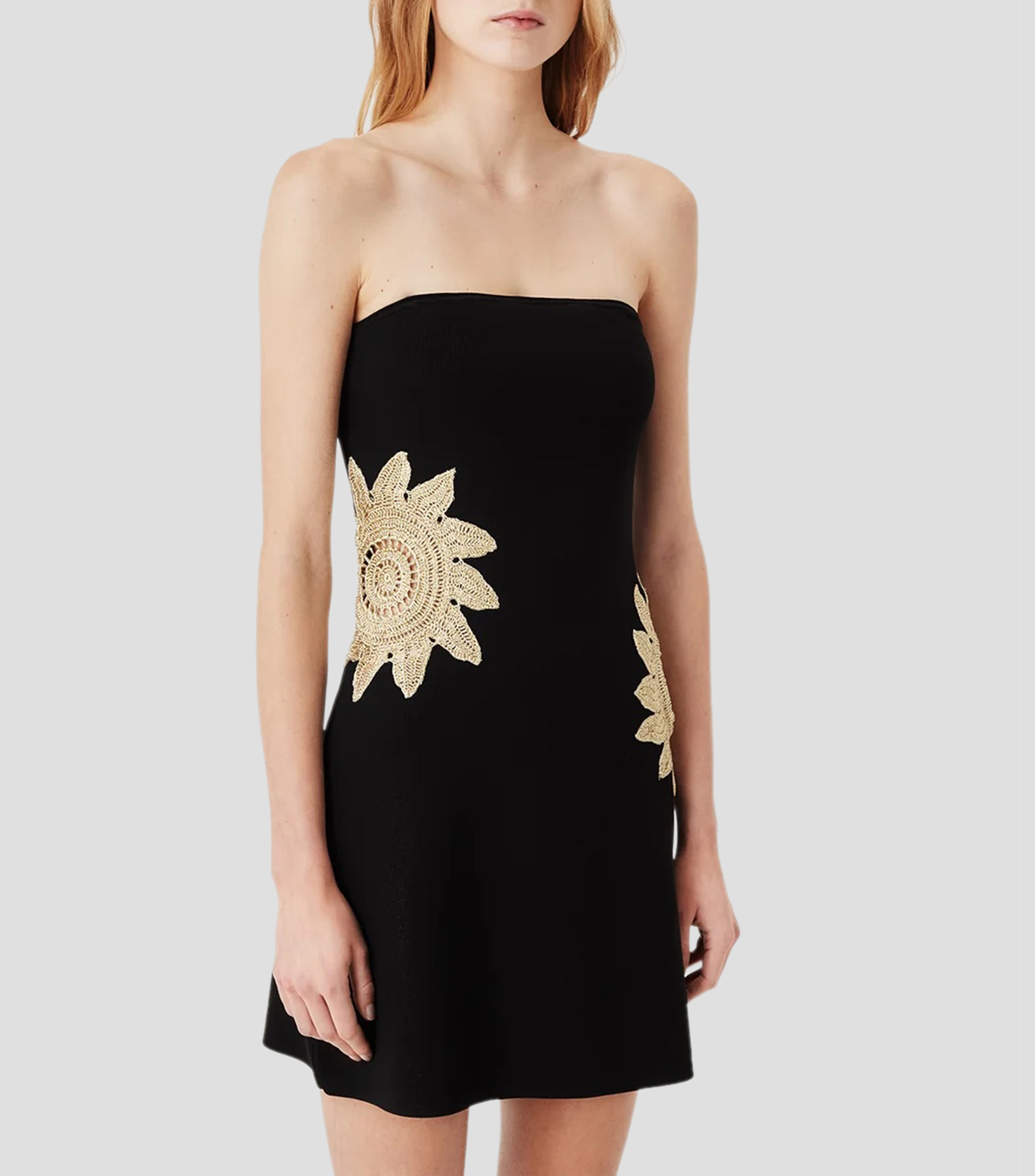 Vestido corto liso con detalle decorativo Mujer
