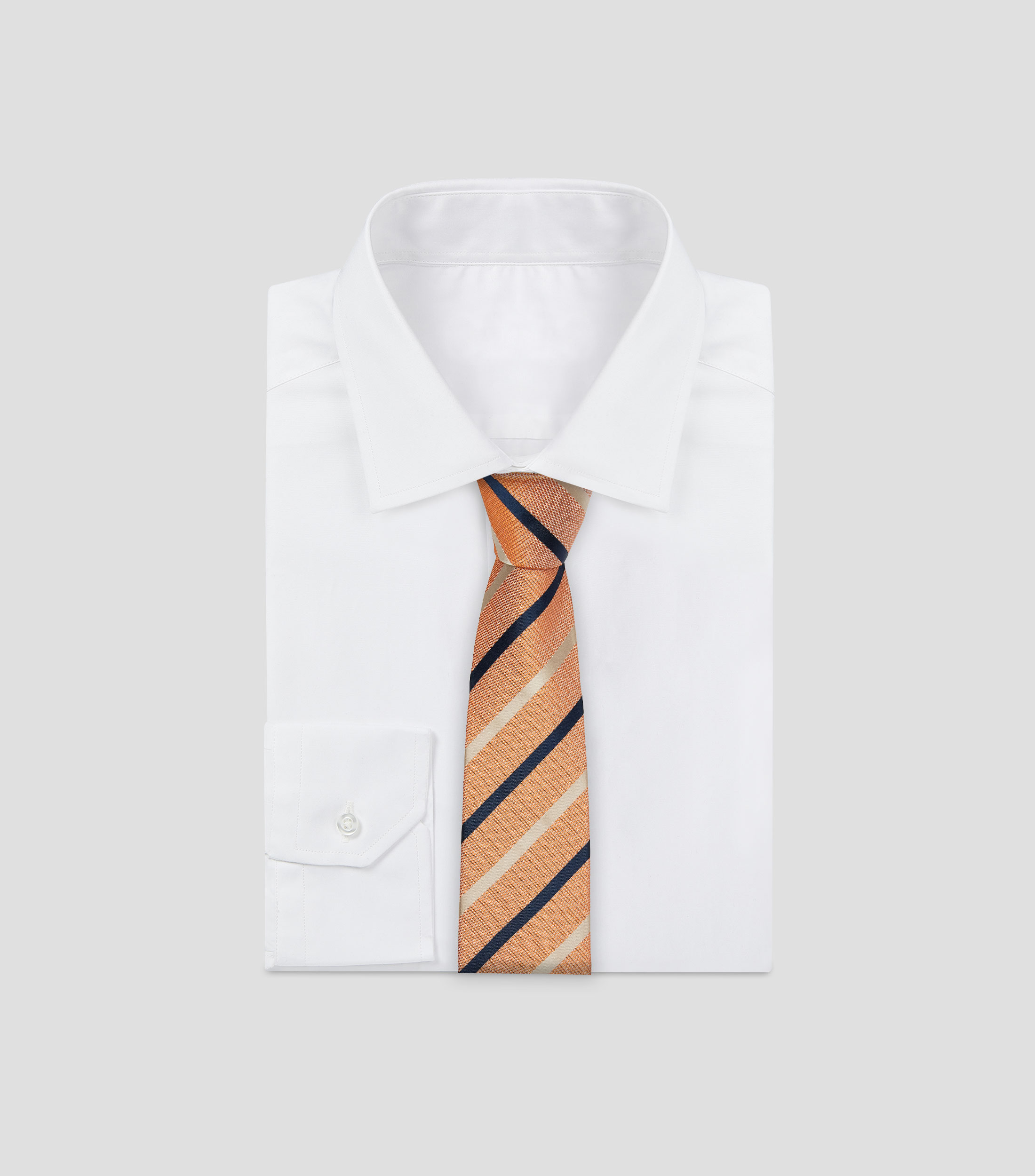 Corbata ancha en seda naranja con rayas Brera