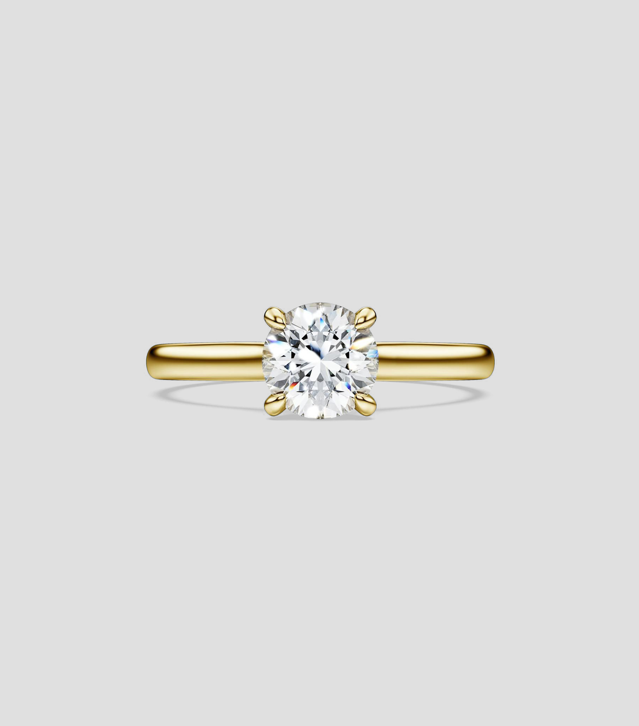 Anillo Oro amarillo de 14 Kilates con Diamante redondo Mujer