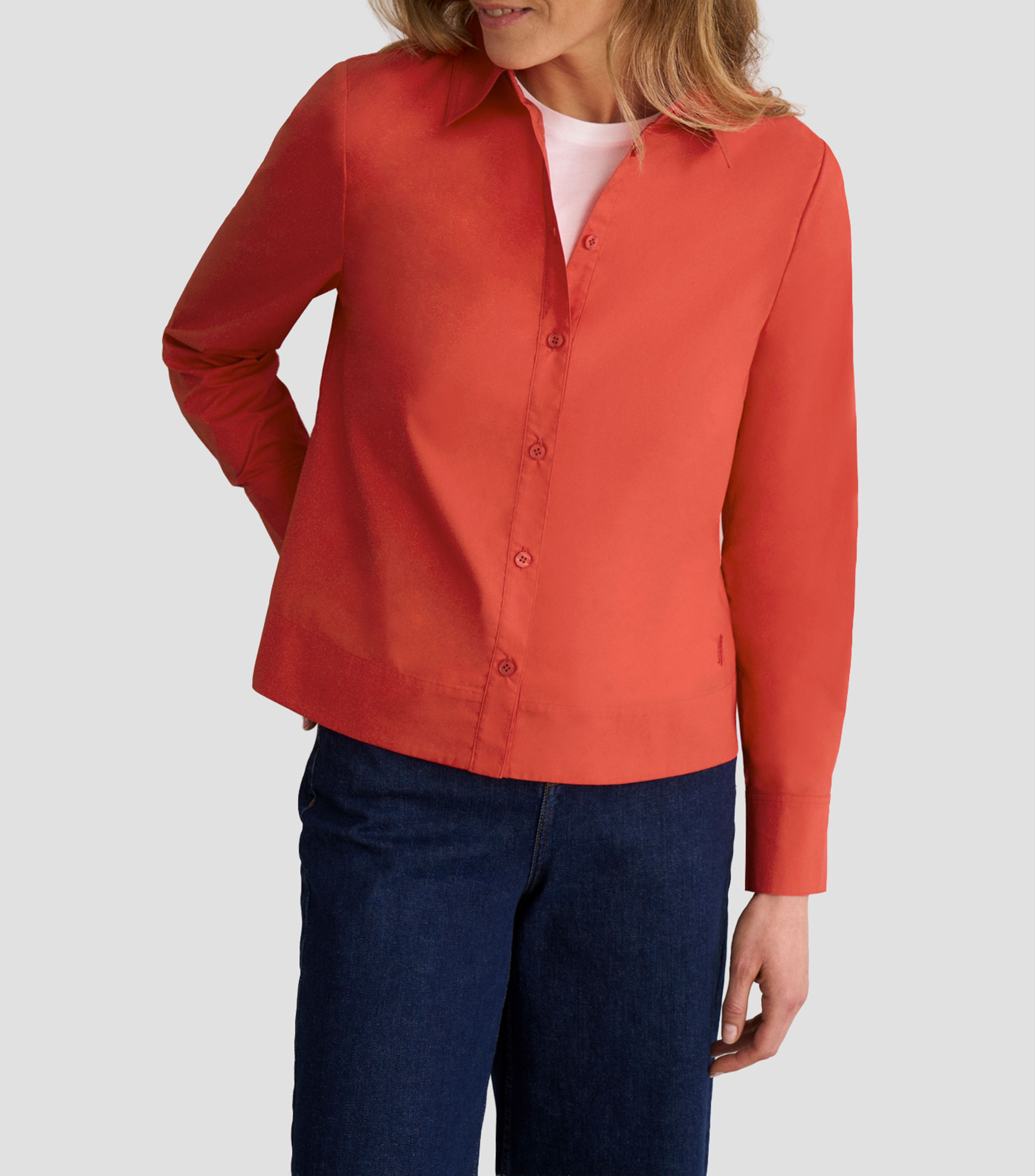 Camisa lisa con manga larga Mujer