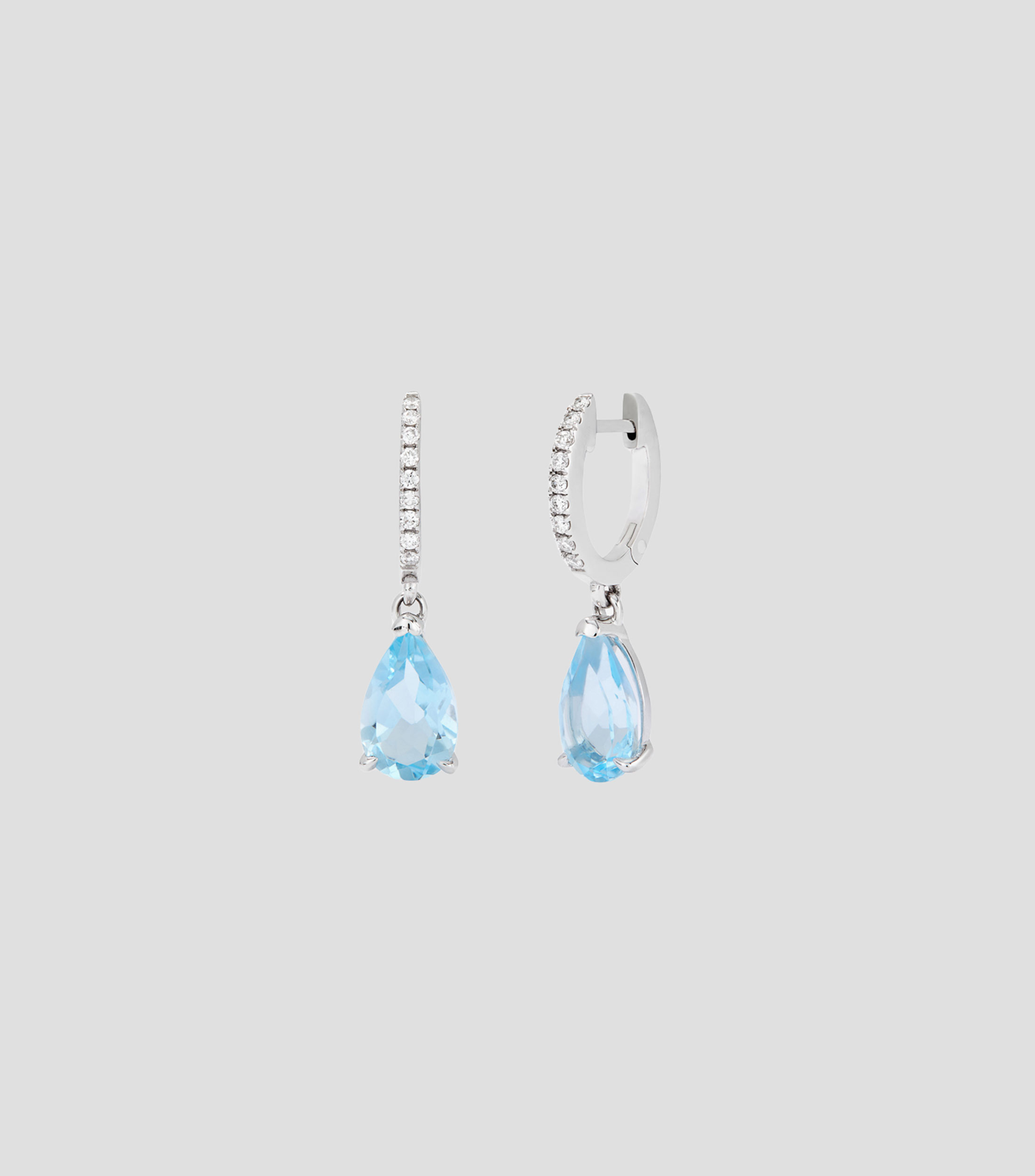 Pendientes en Oro blanco de 18 Kilates con topacio y diamantes Mujer