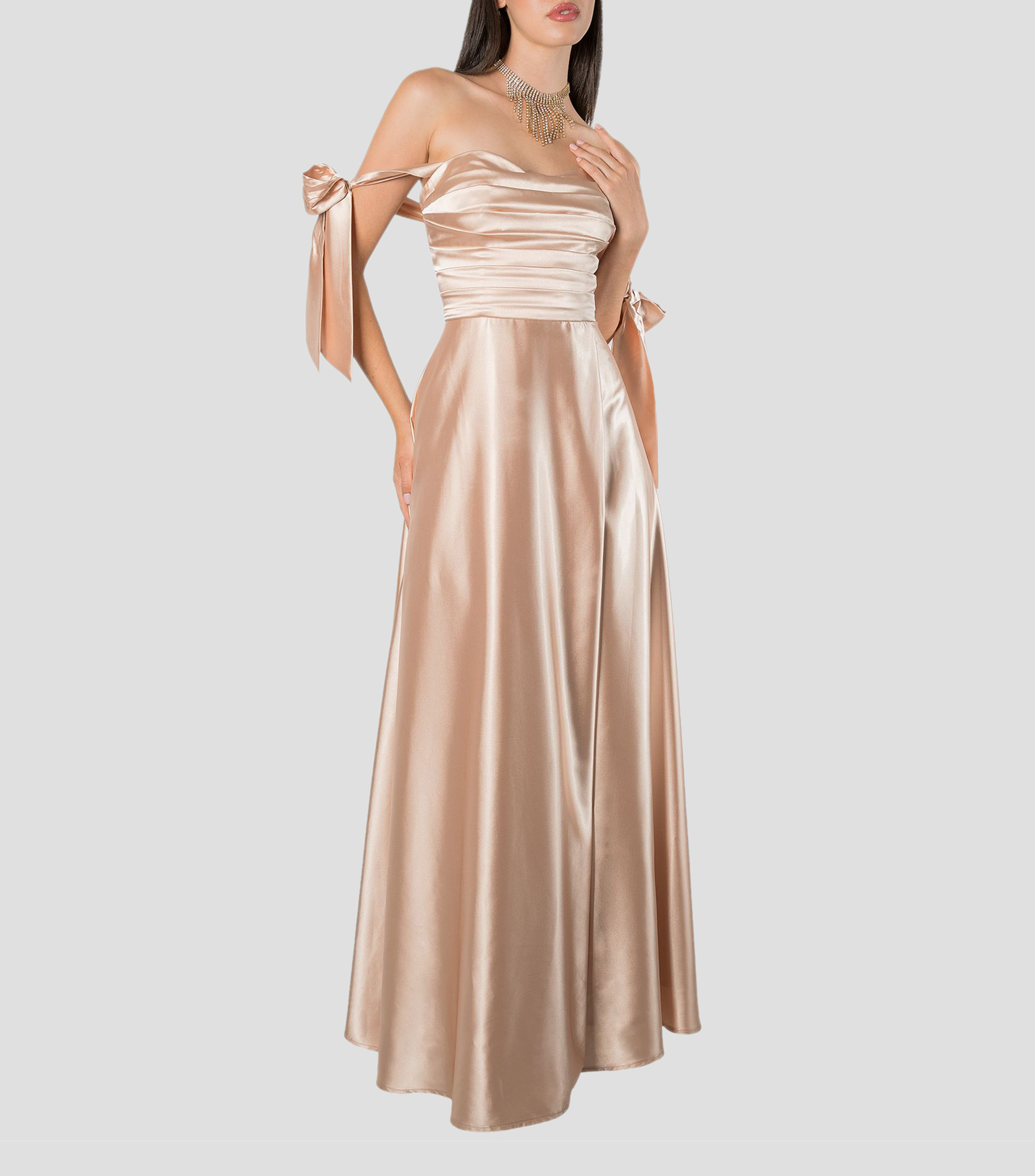 Vestido de fiesta largo liso Mujer