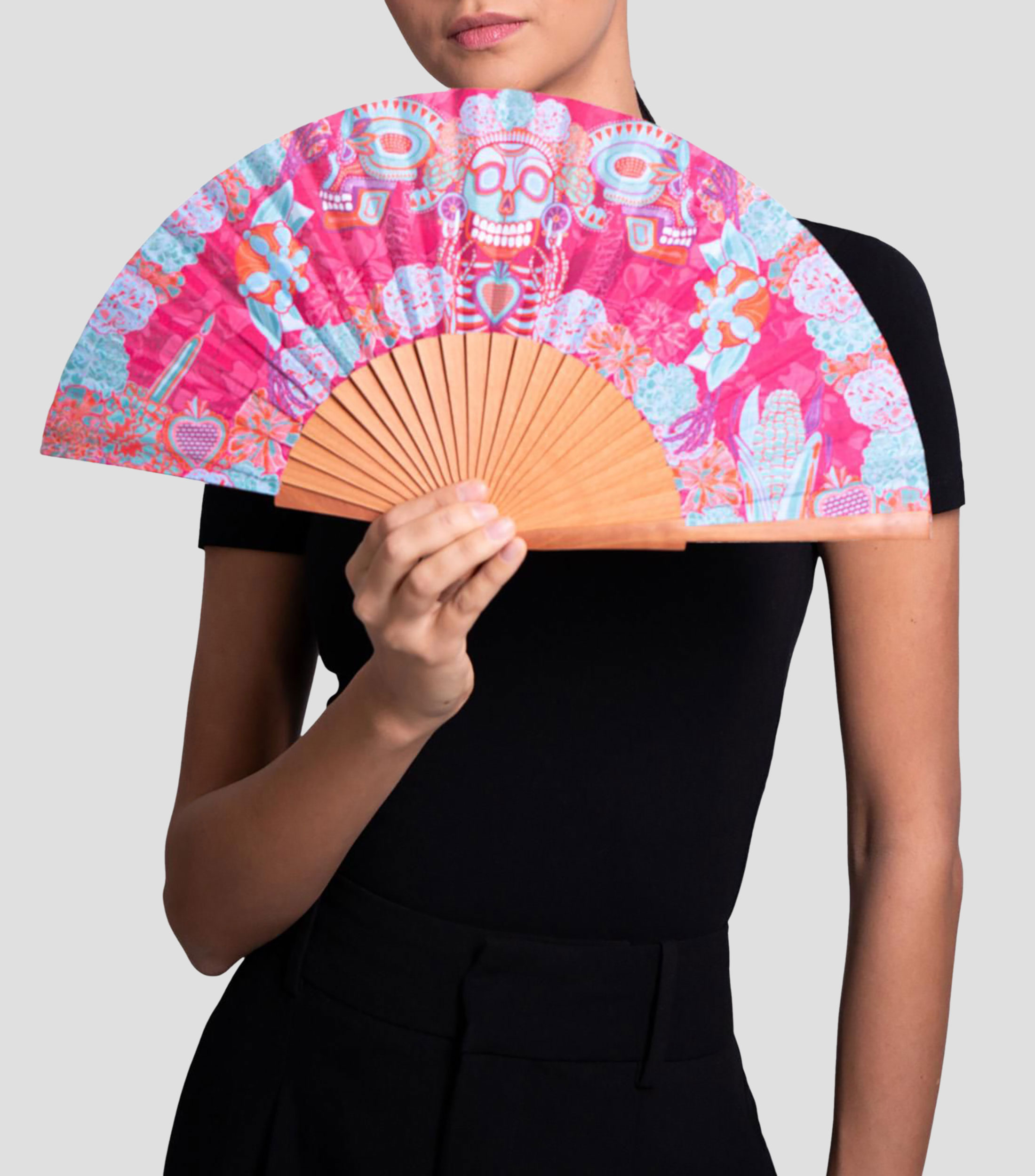 Abanico estampado Día Muertos Catrina Mujer