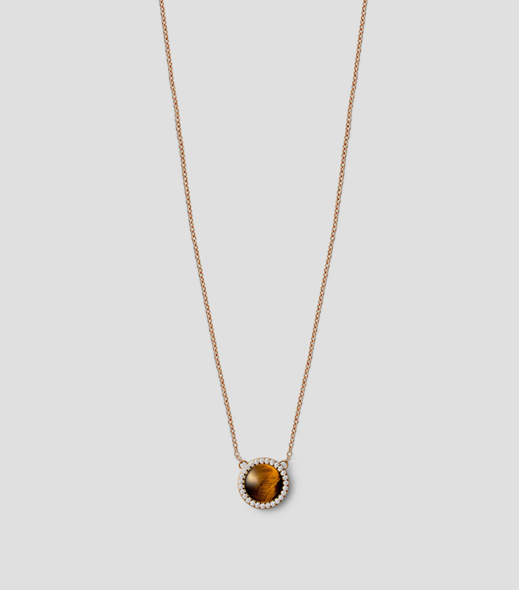 Collar con cristales y ojo de tigre Mujer
