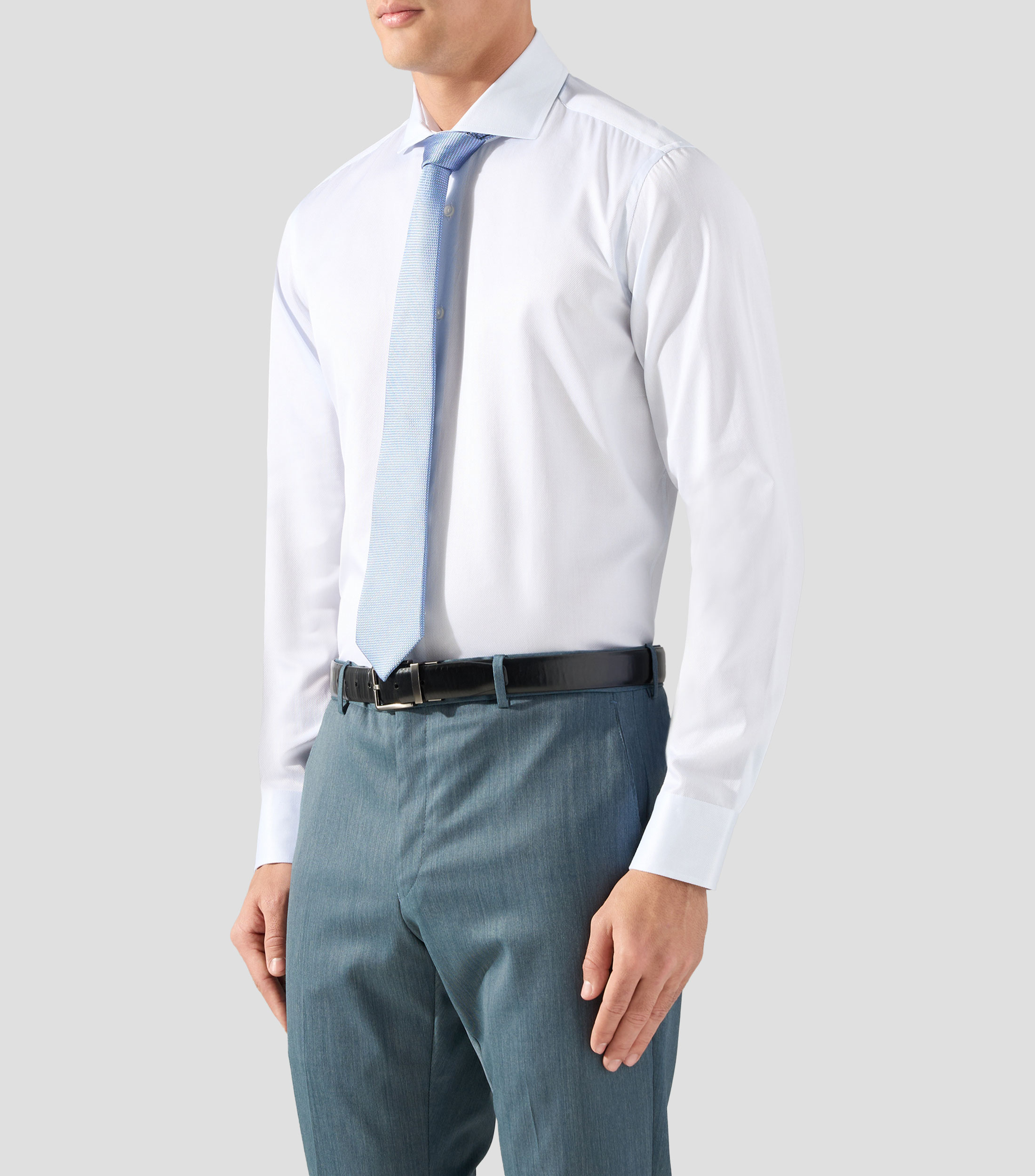 Camisa regular en algodón italiano con estructura Hombre