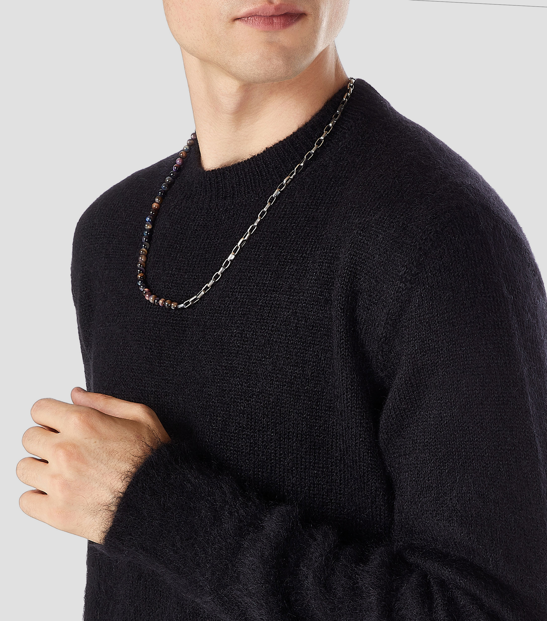 Collar Pink Tiger Eye amp Silver en plata Hombre