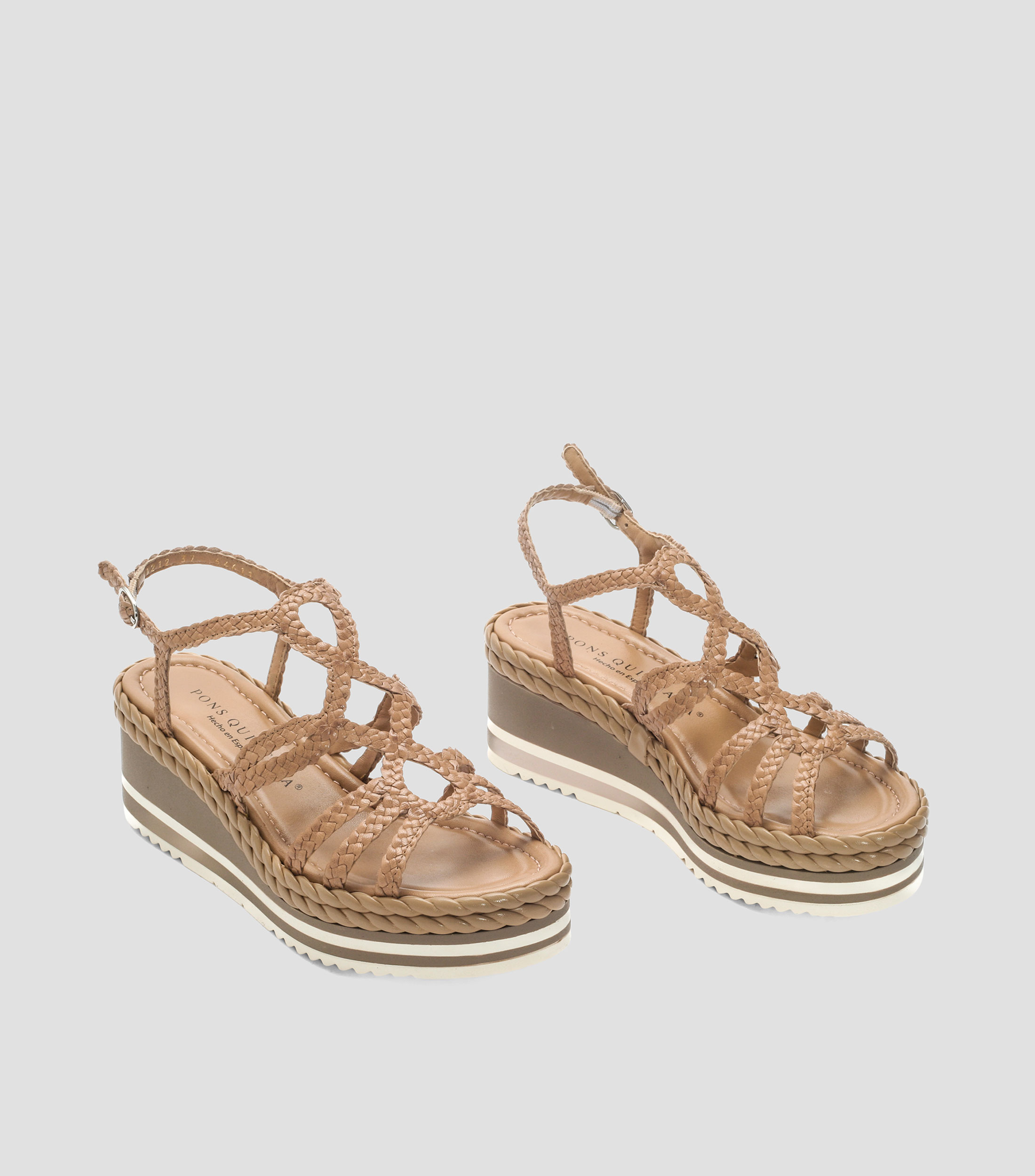 Sandalias con tacón medio de cuña y plataforma Padova Mujer