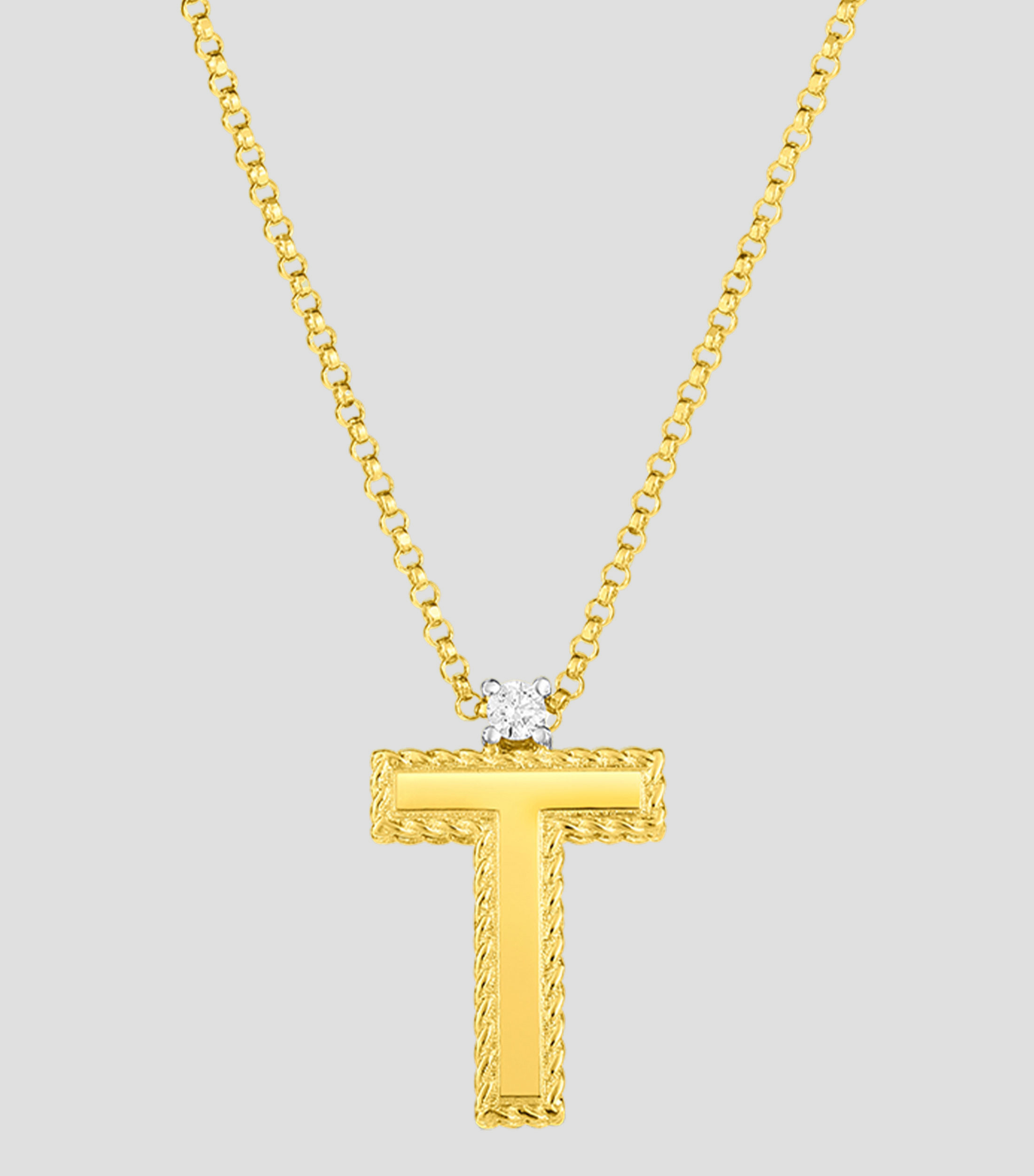 Colgante en Oro 18 Kilates Letter quotTquot con Diamante Mujer