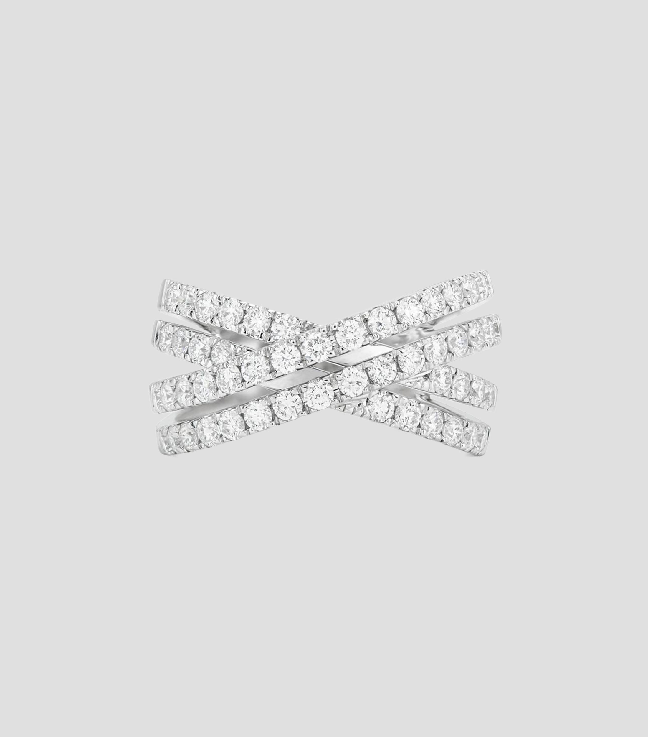 Anillo multibrazo cruzado en Oro blanco de 18 Kilates con 52 diamantes en talla brillante Mujer