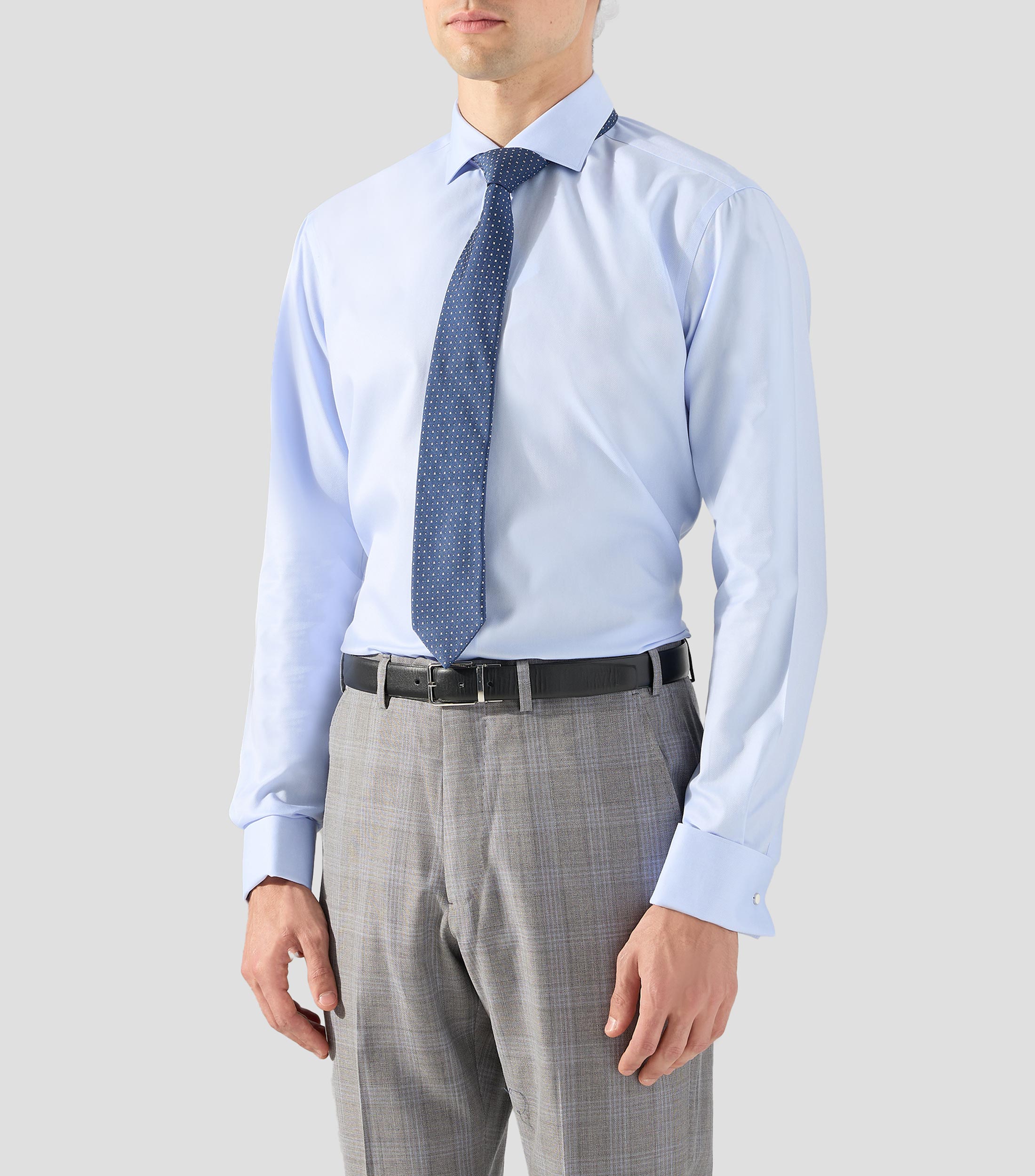 Camisa de vestir lisa con manga larga Hombre