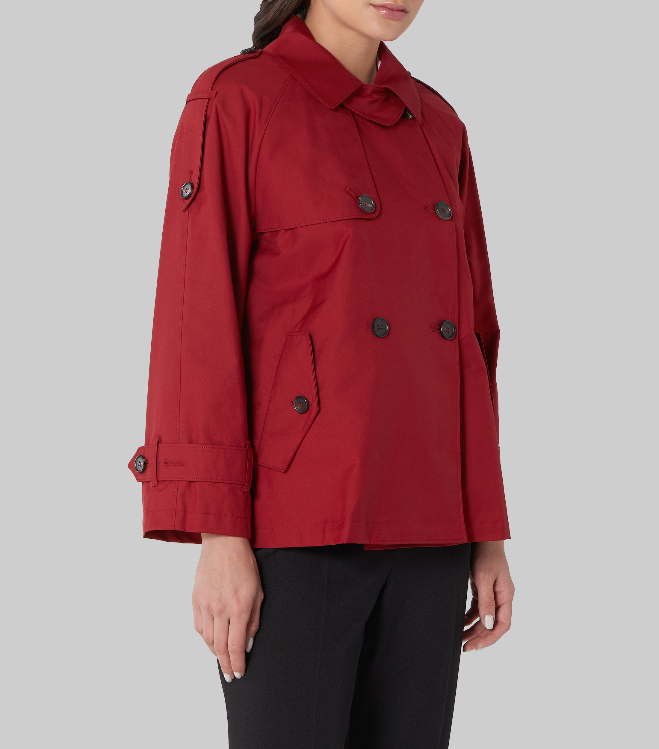 Gabardina corta con botones Mujer