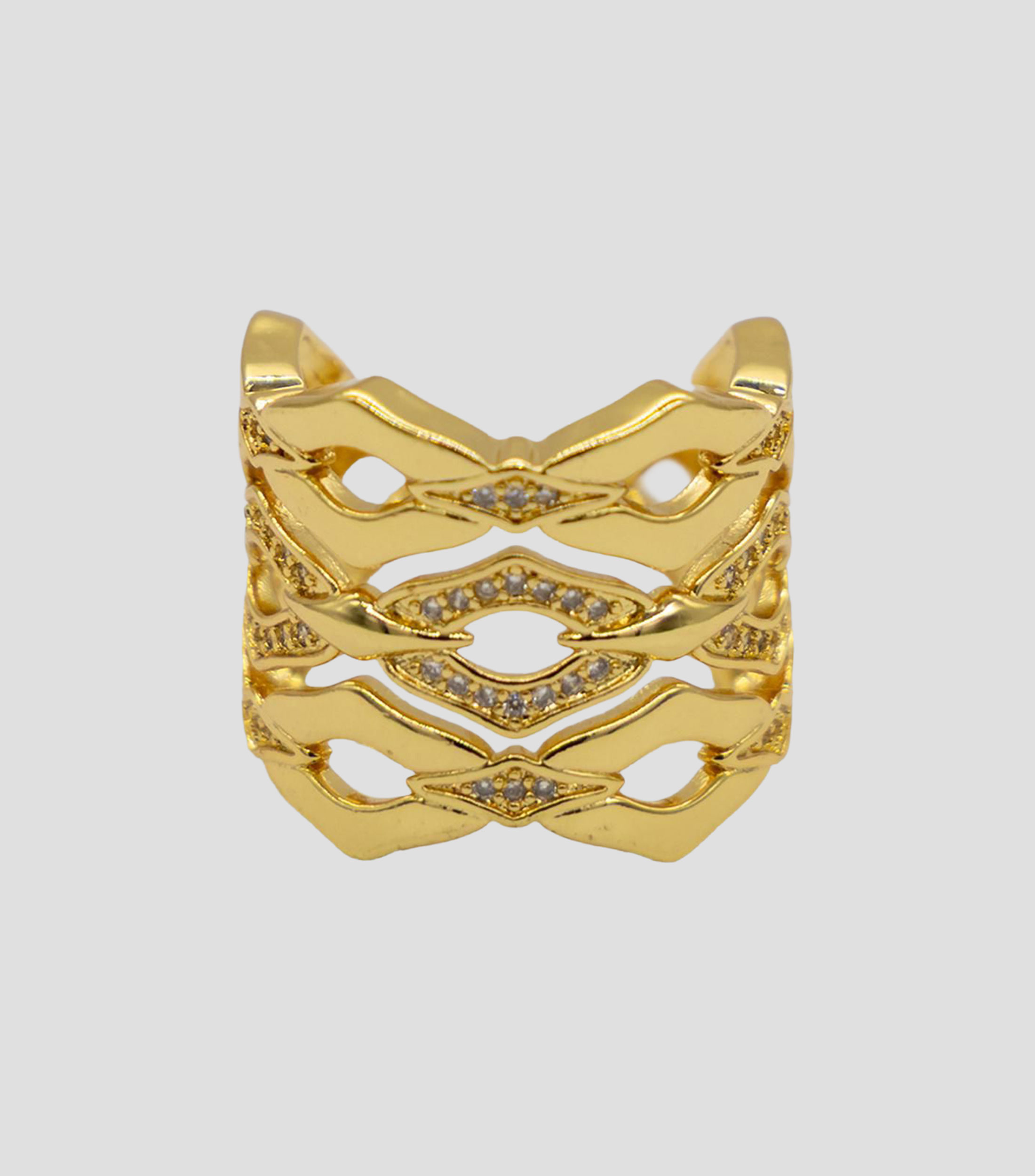 Anillo triple con circonia Mujer