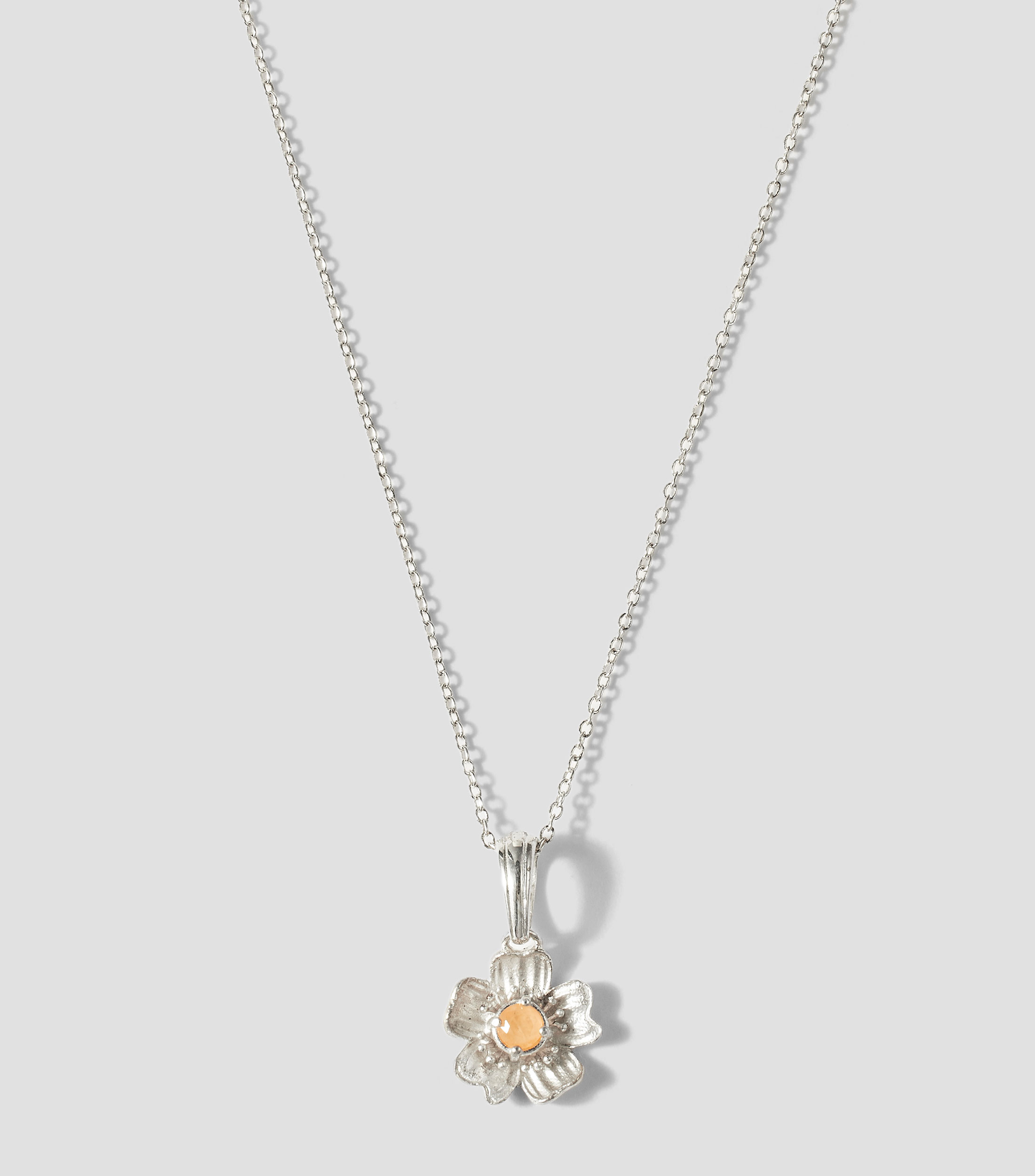 Dije de flor con cadena en plata .925 y topacio Florecer Mujer