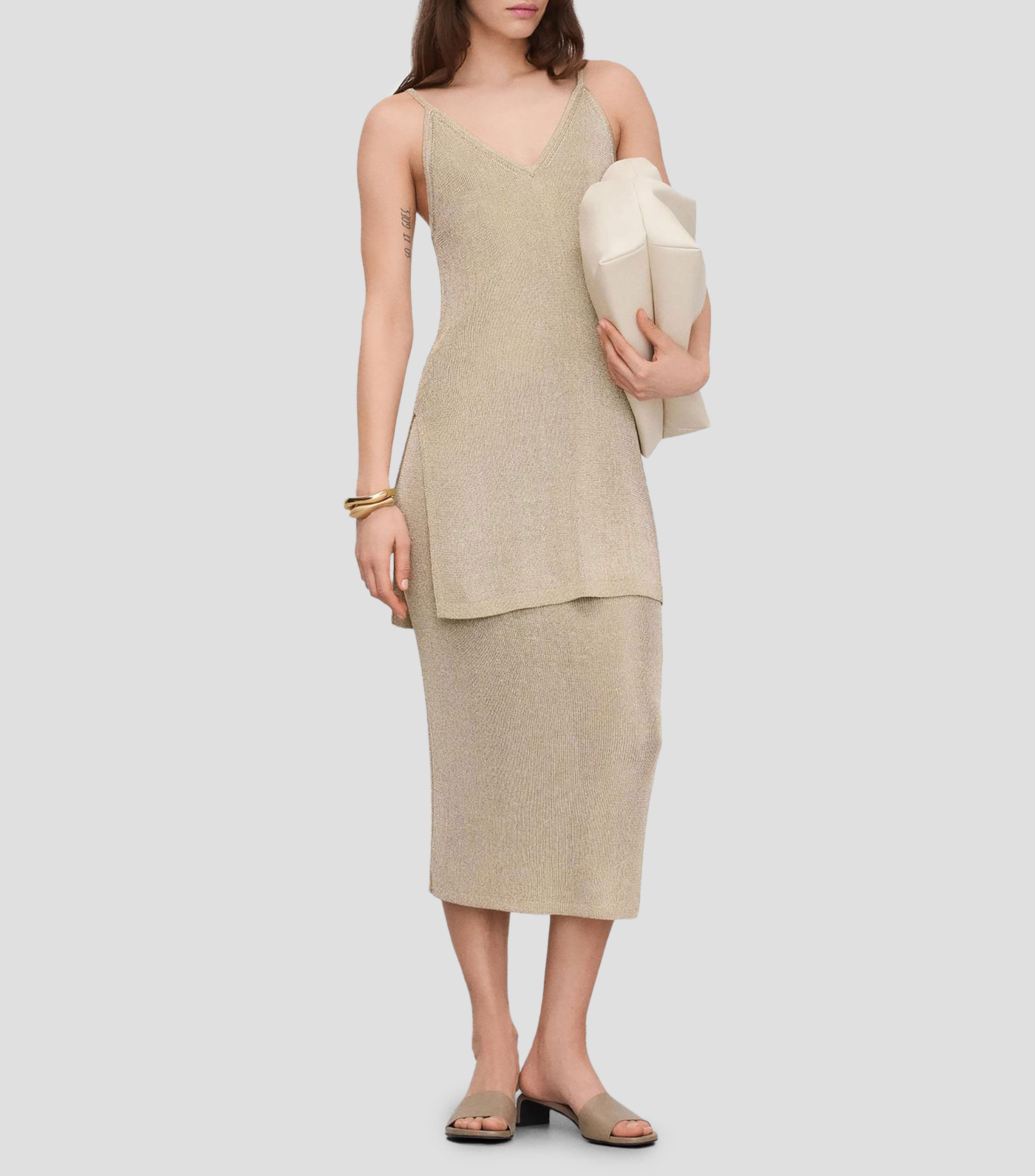 Falda midi corte resto microdiseño Mujer