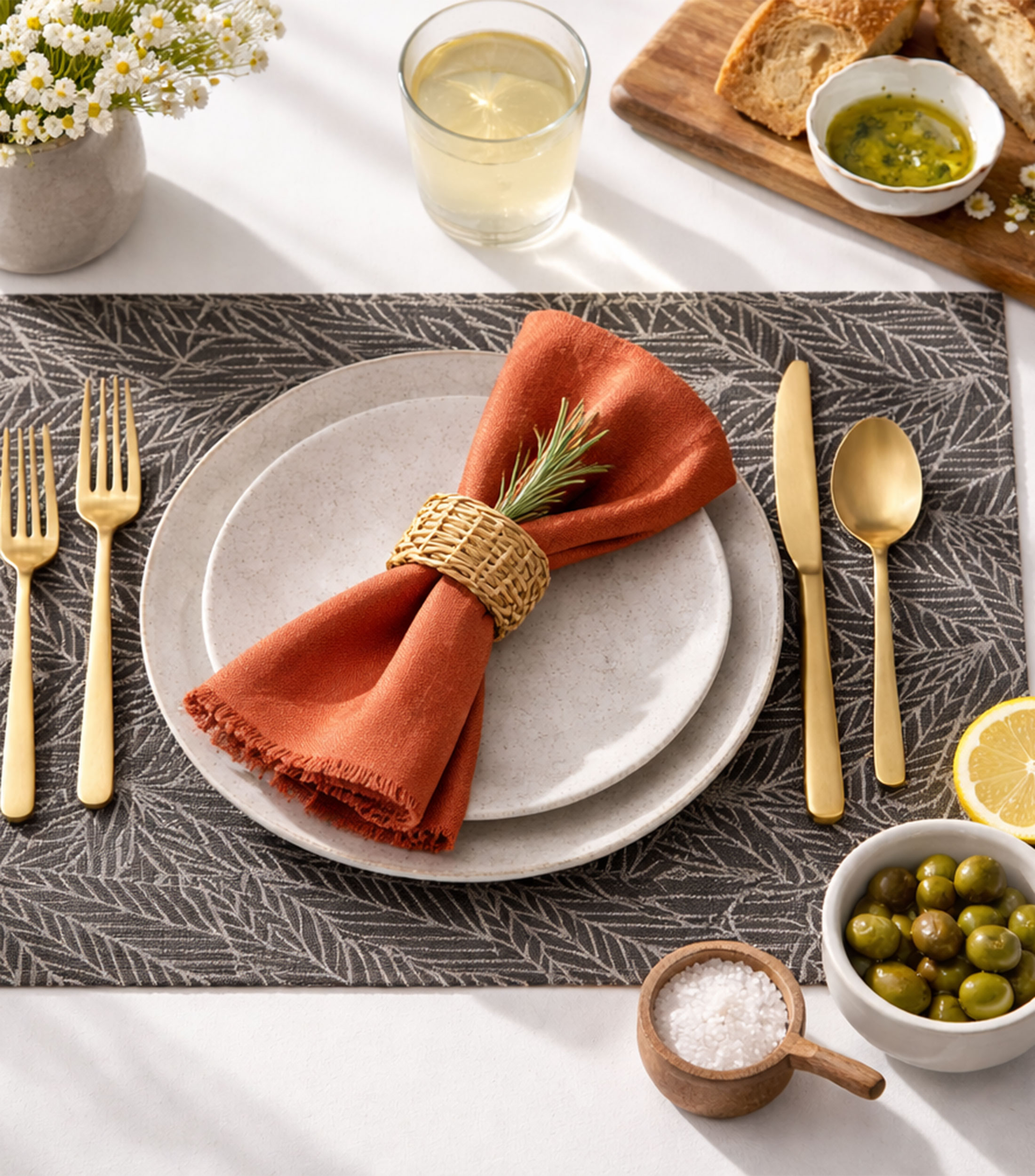 Mantel individual A La Carte Feuilles Brun rectangular