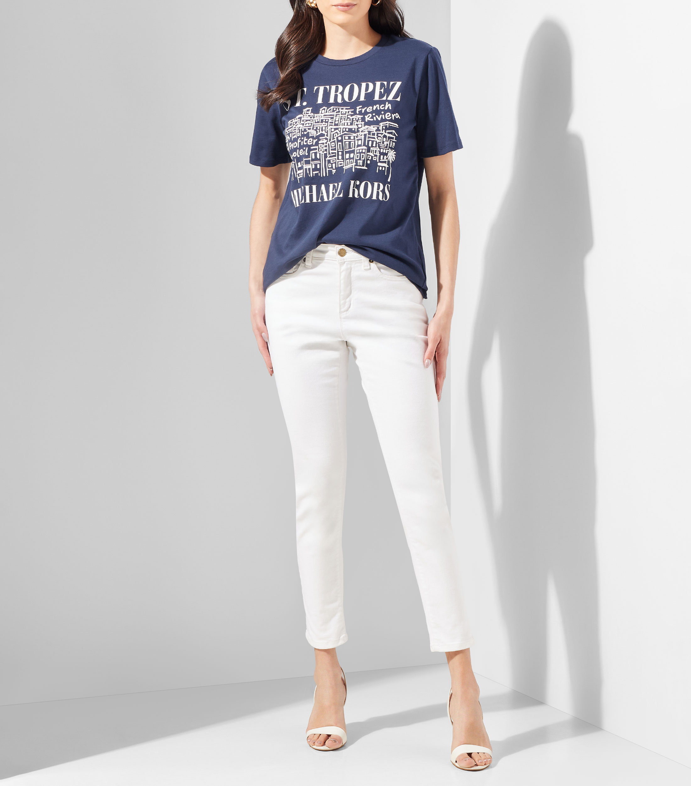 Playera cuello redondo manga corta estampada Mujer