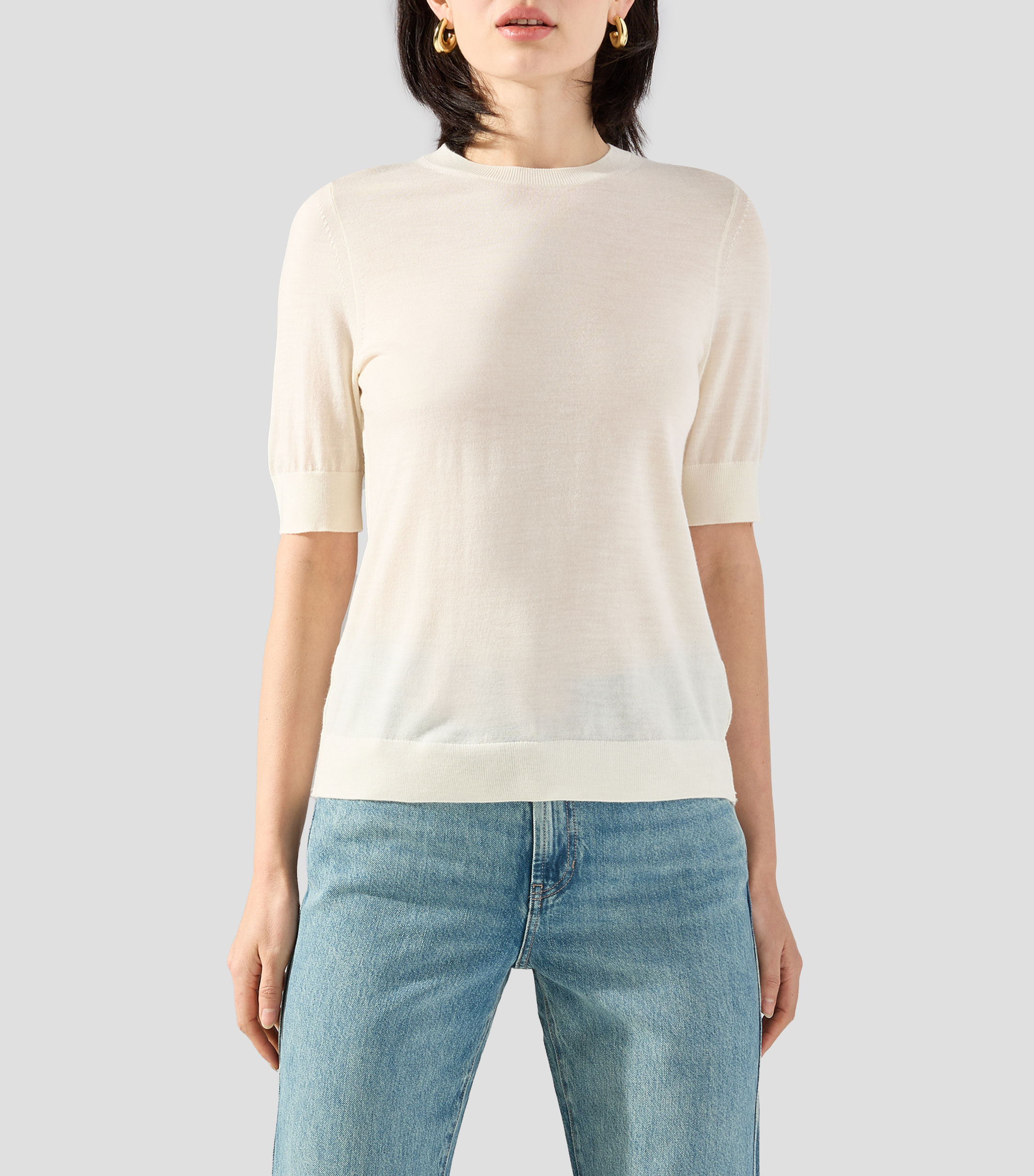 Playera cuello redondo manga corta lisa Mujer