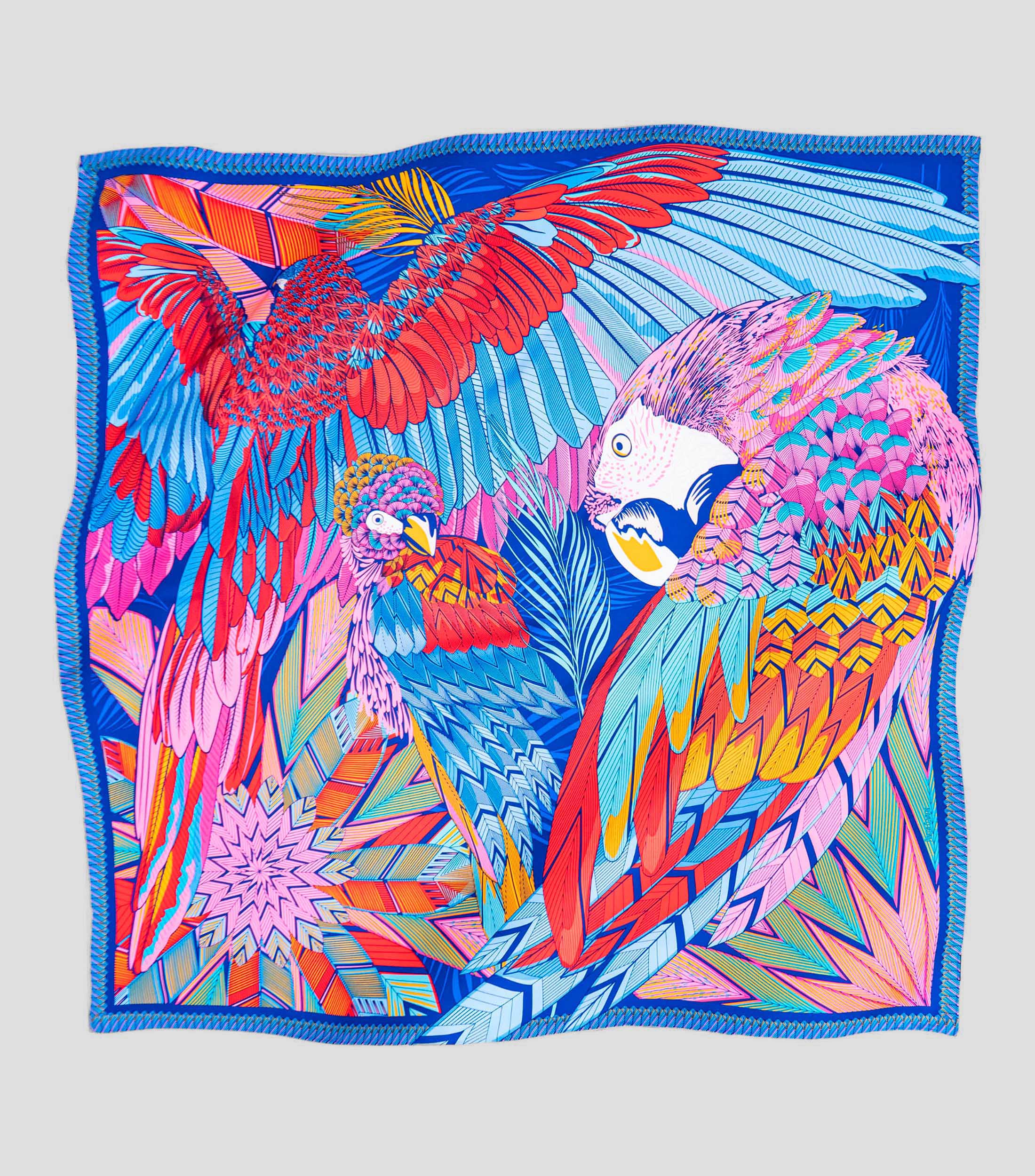 Mascada de seda con guacamaya Mujer