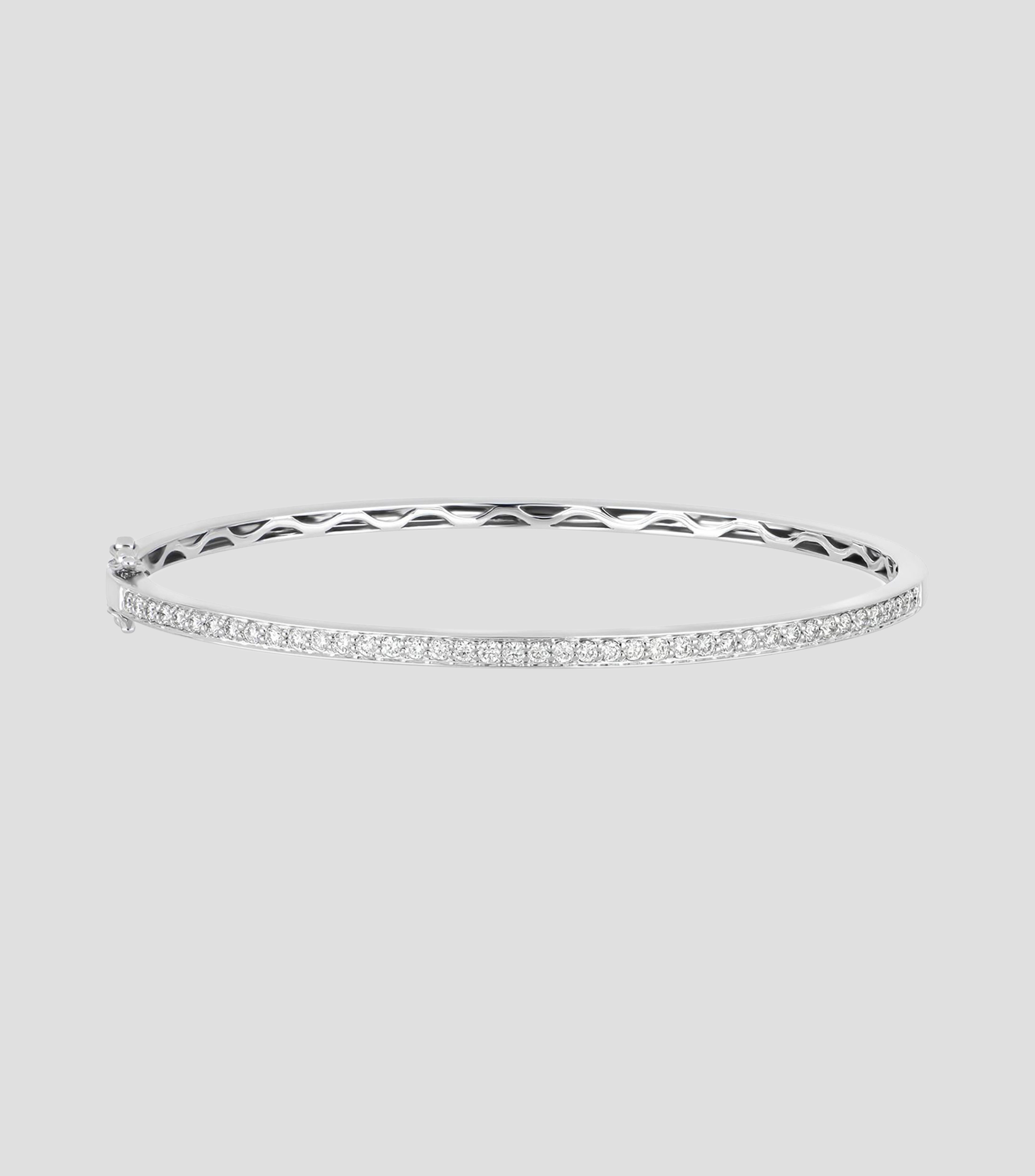 Pulsera aro en Oro blanco de 14 Kilates con diamantes Mujer