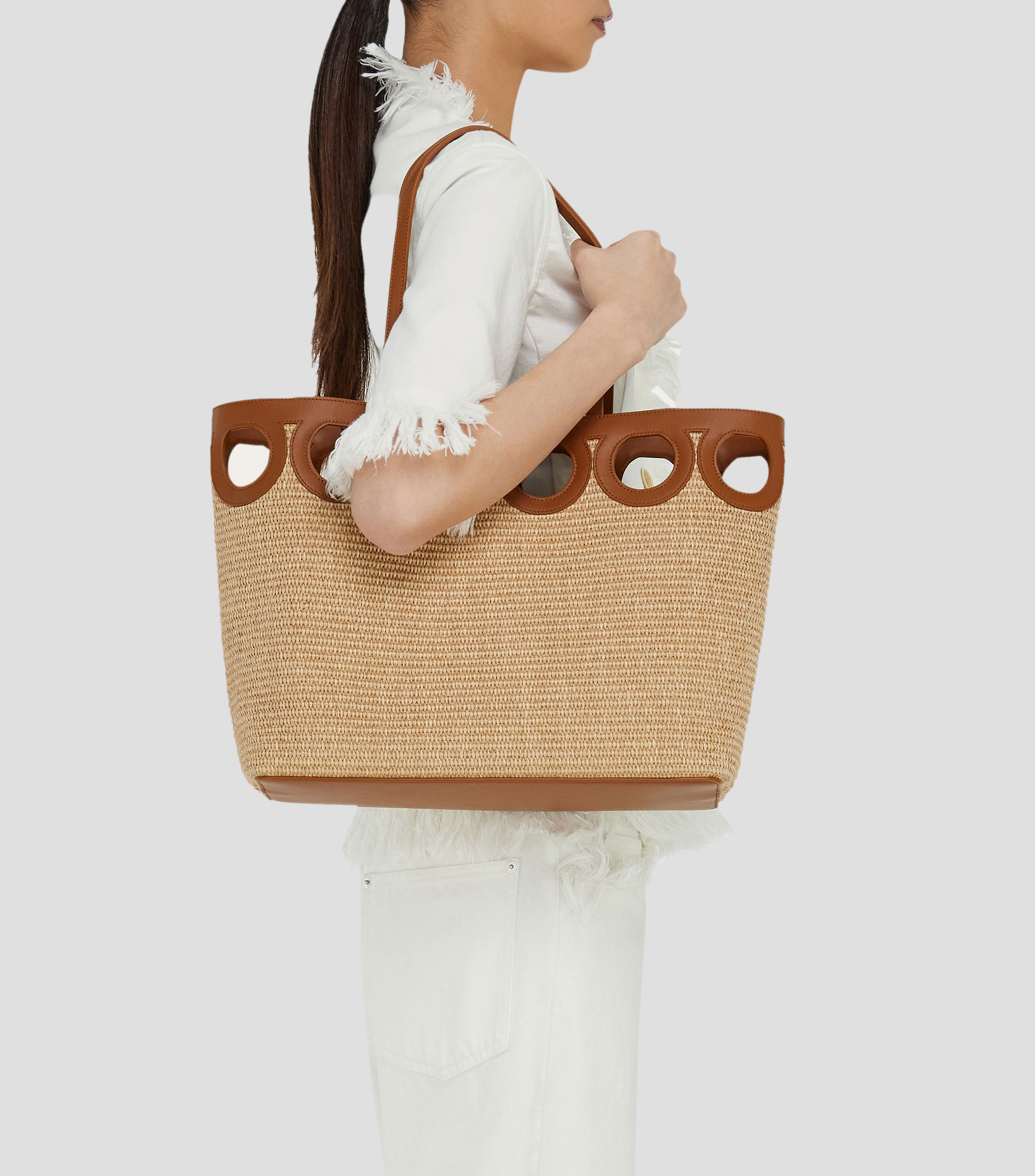 Bolsa Tote con contorno Gancini Mujer